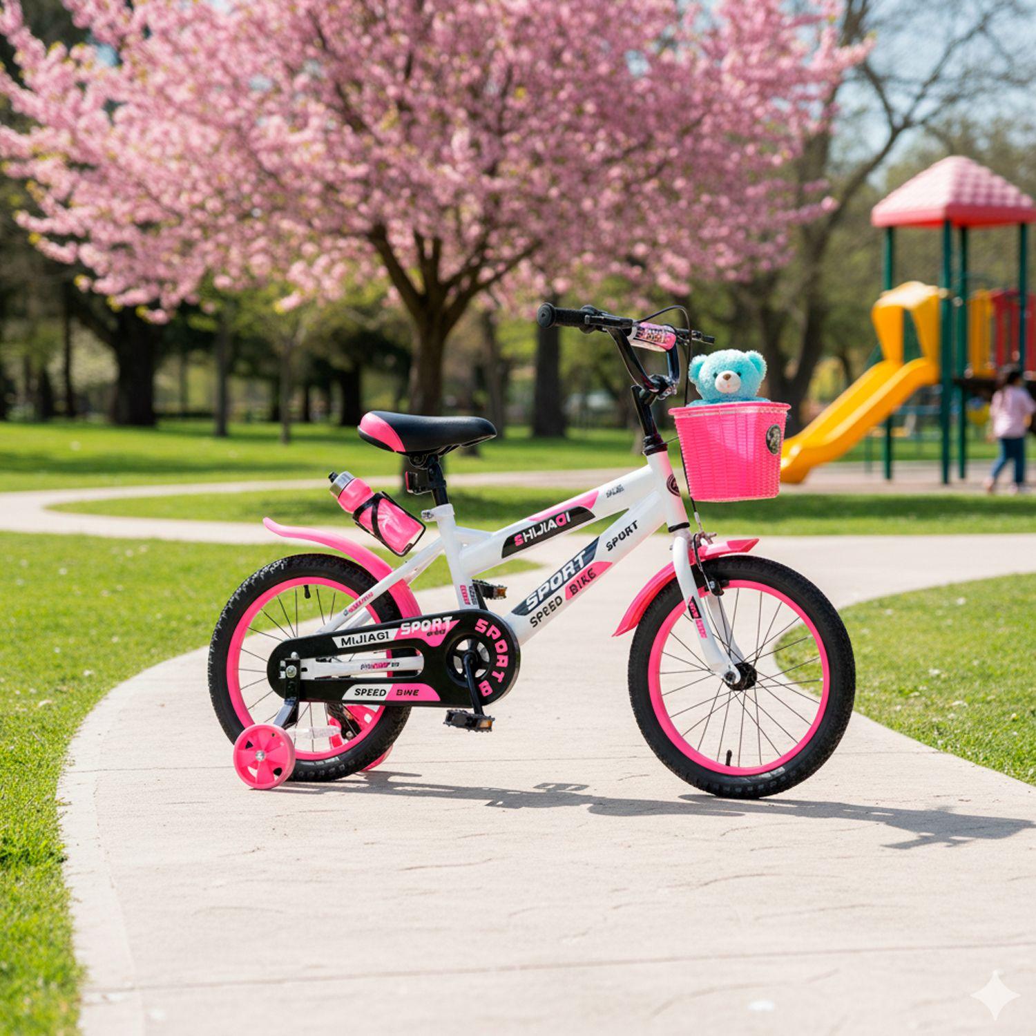 Bicicleta Infantil Lumax Aro 16 Rosado Con Rueditas-3
