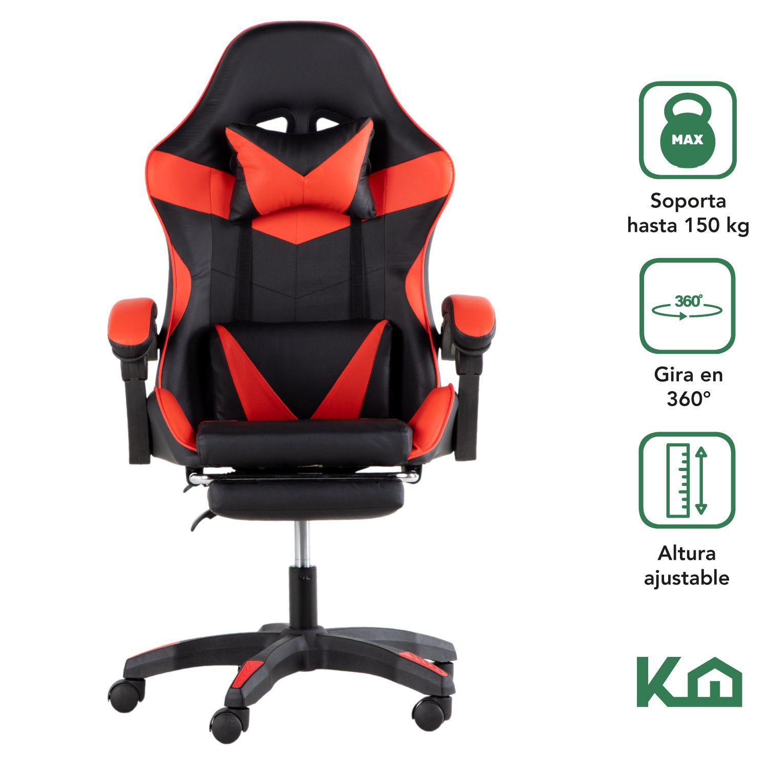 Silla Gamer Ergonomica KingsHouse con Apoyapies Roja-1
