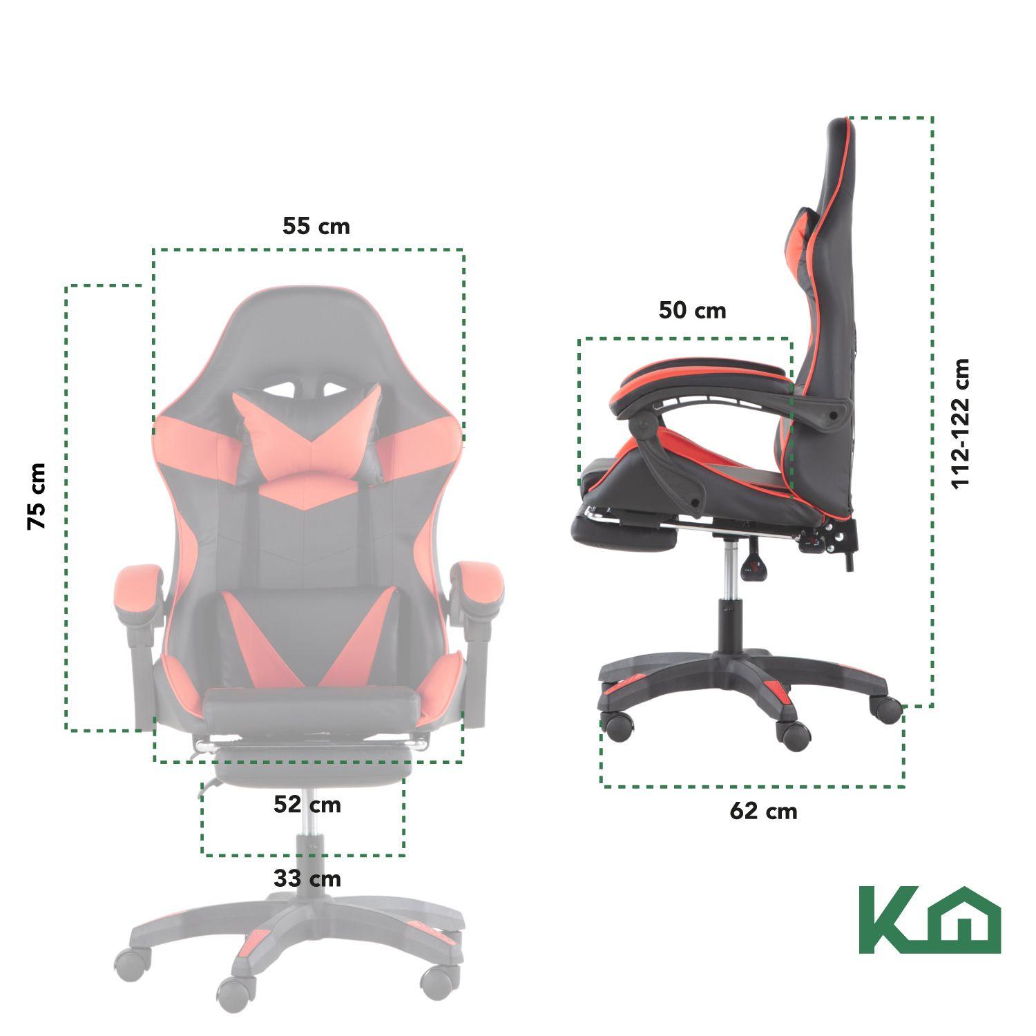 Silla Gamer Ergonomica KingsHouse con Apoyapies Roja-4