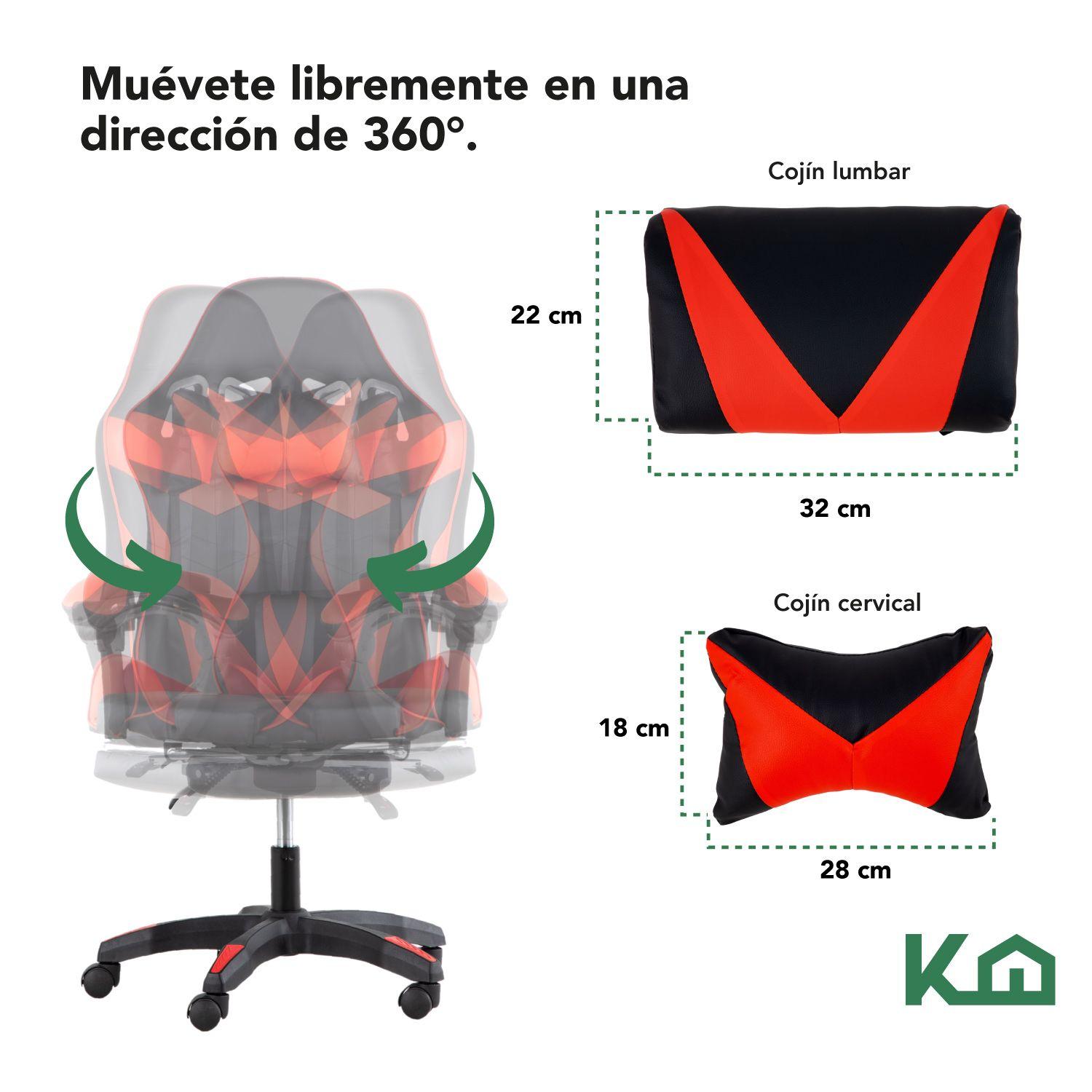 Silla Gamer Ergonomica KingsHouse con Apoyapies Roja-5