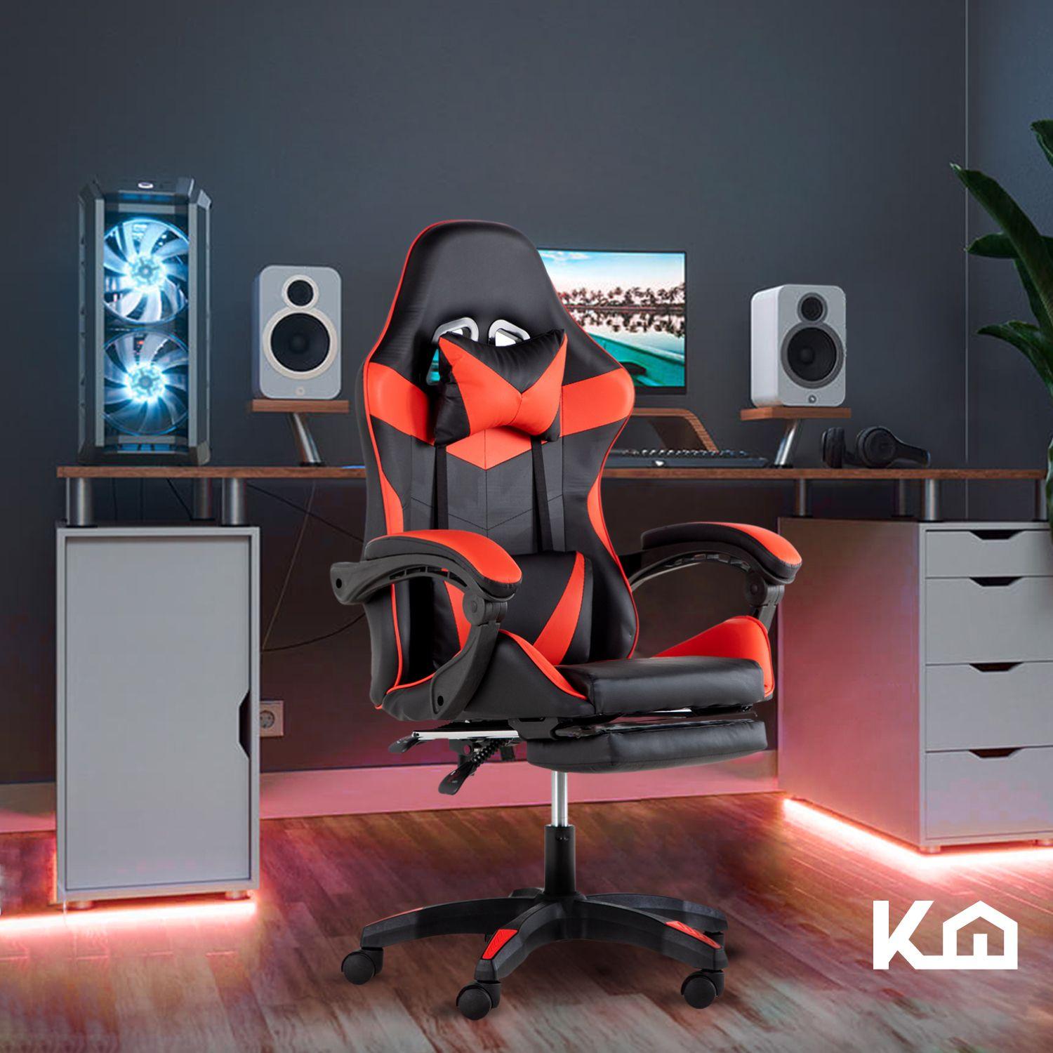 Silla Gamer Ergonomica KingsHouse con Apoyapies Roja-7