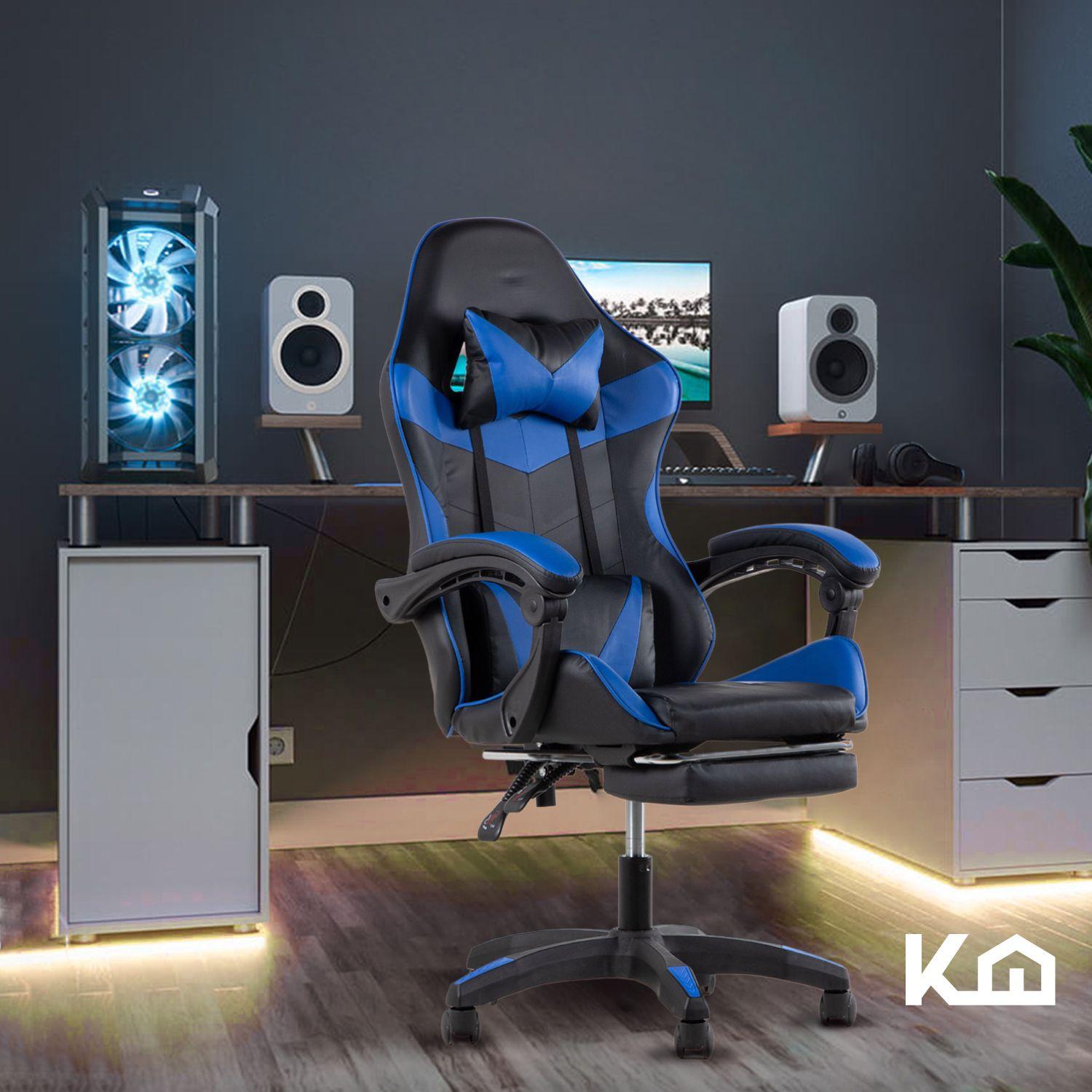 Silla Gamer Ergonomica Kingshouse con Apoyapies Azul-1