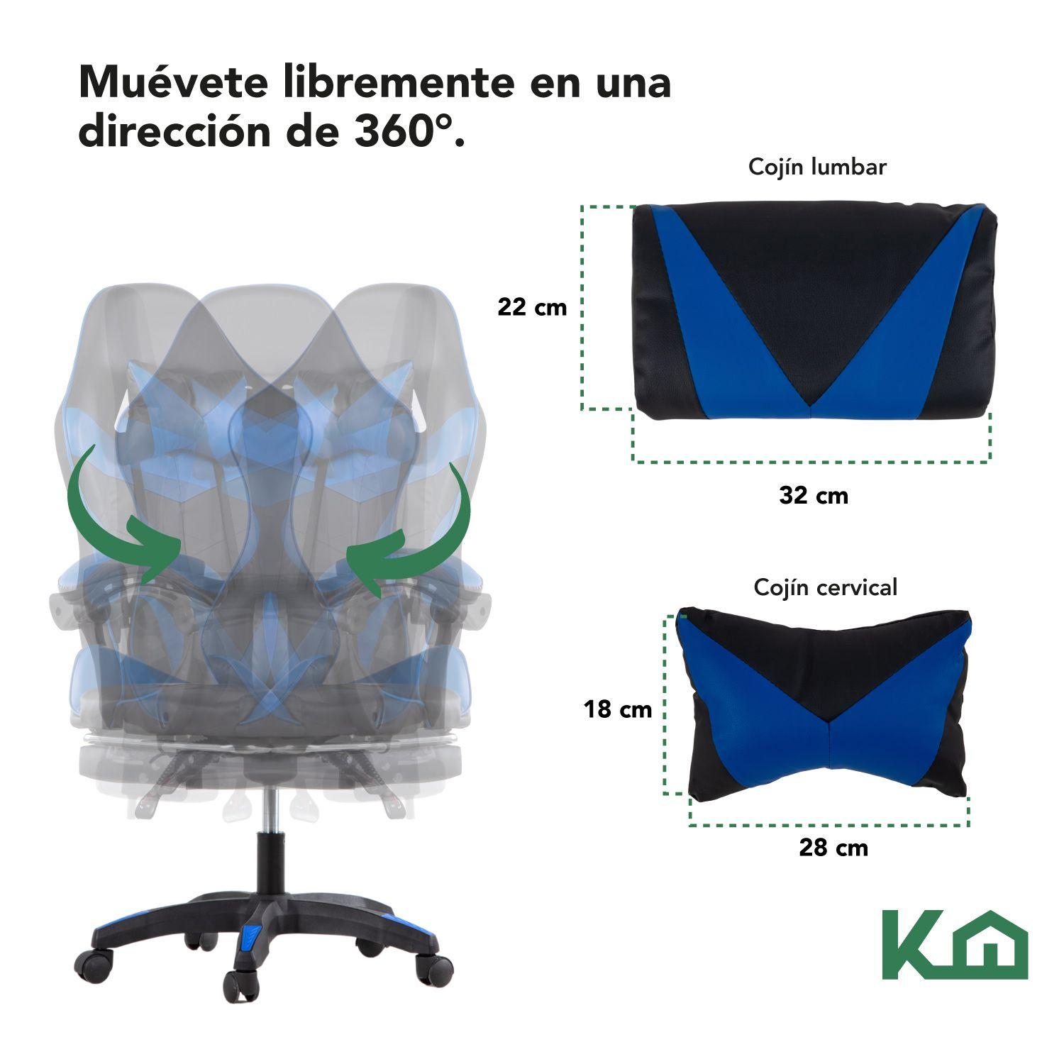 Silla Gamer Ergonomica Kingshouse con Apoyapies Azul-3