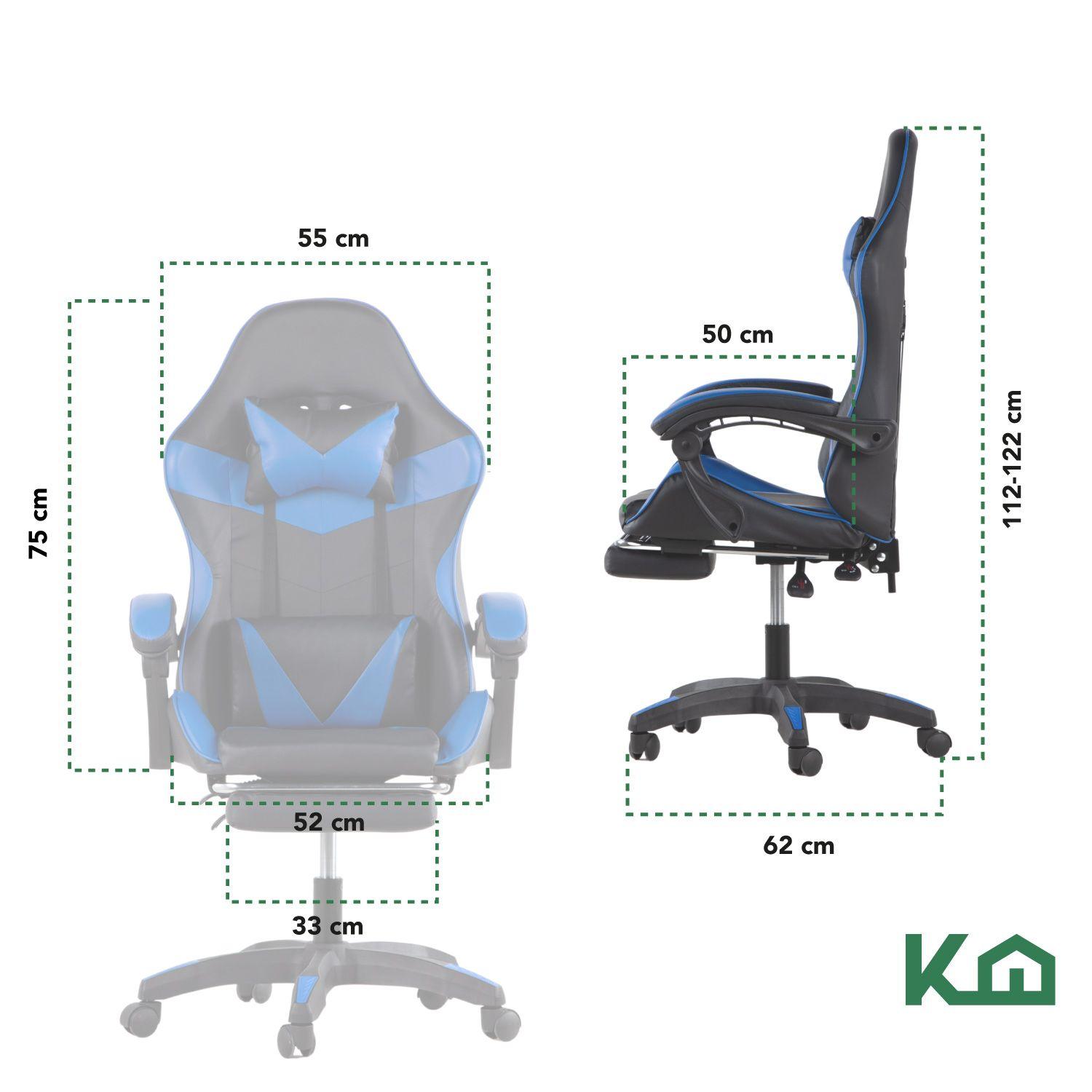 Silla Gamer Ergonomica Kingshouse con Apoyapies Azul-4