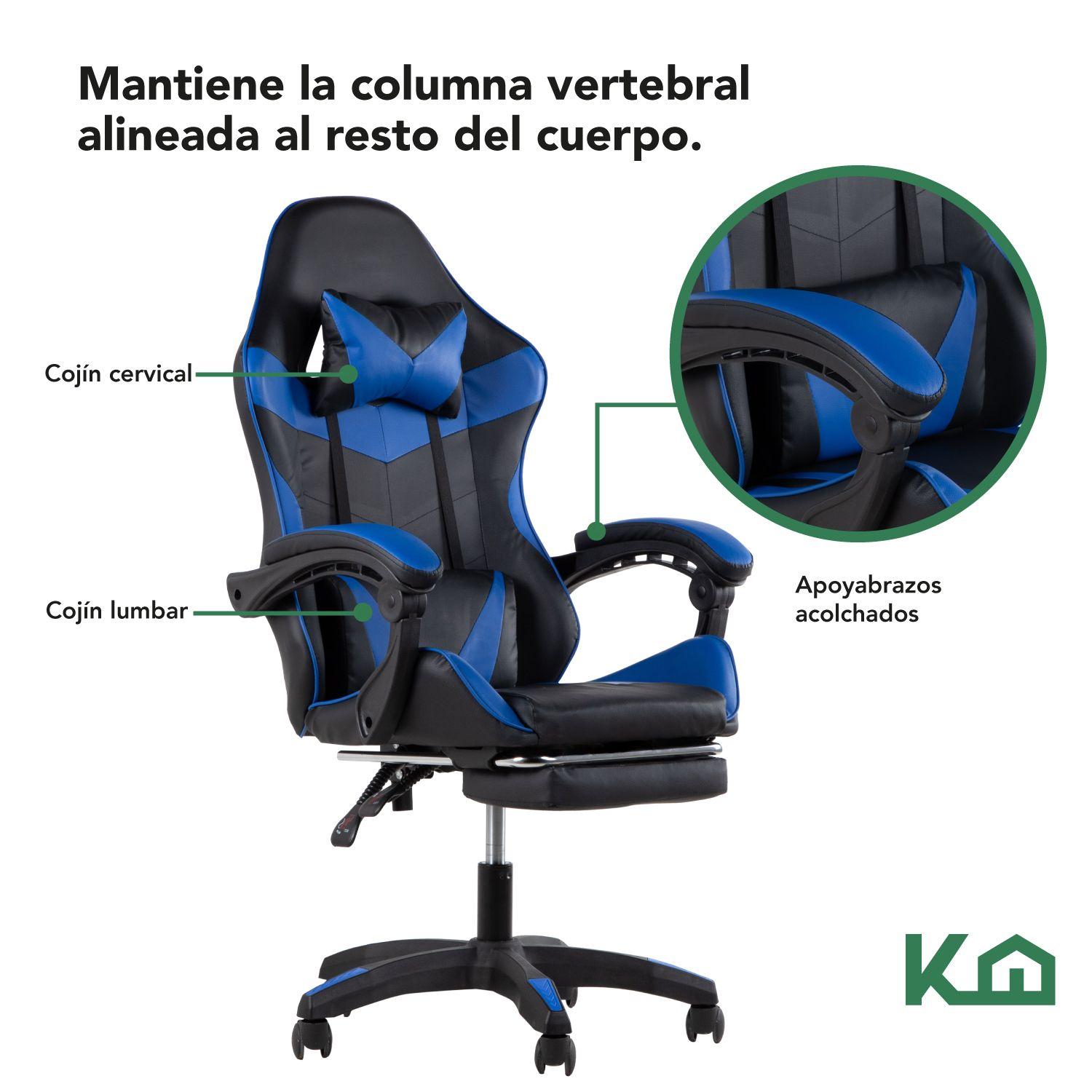 Silla Gamer Ergonomica Kingshouse con Apoyapies Azul-6