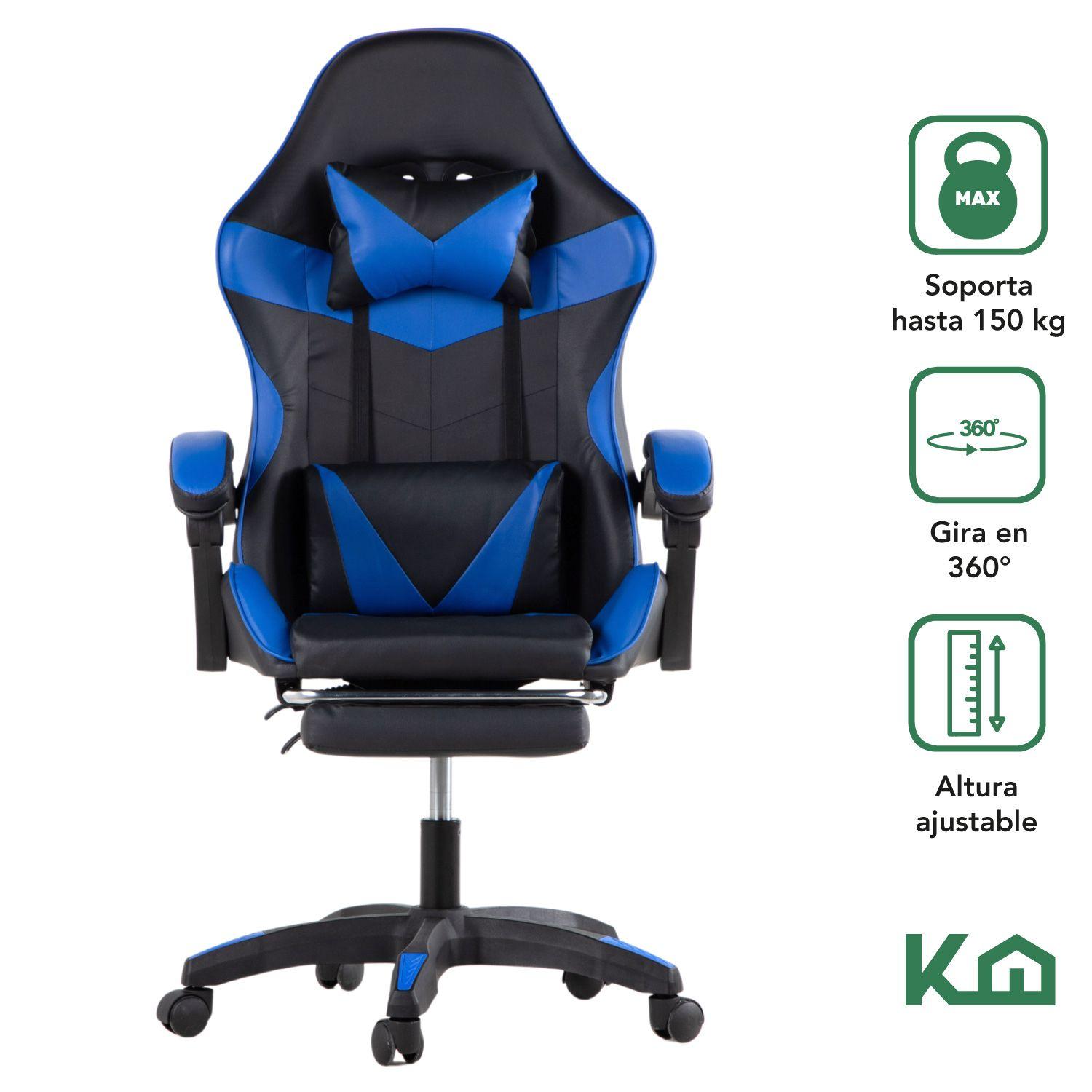 Silla Gamer Ergonomica Kingshouse con Apoyapies Azul-7