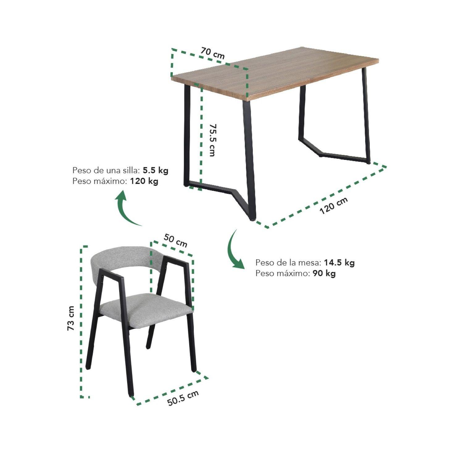 Juego Comedor Mesa + 4 Sillas con Respaldo Acolchonado-5