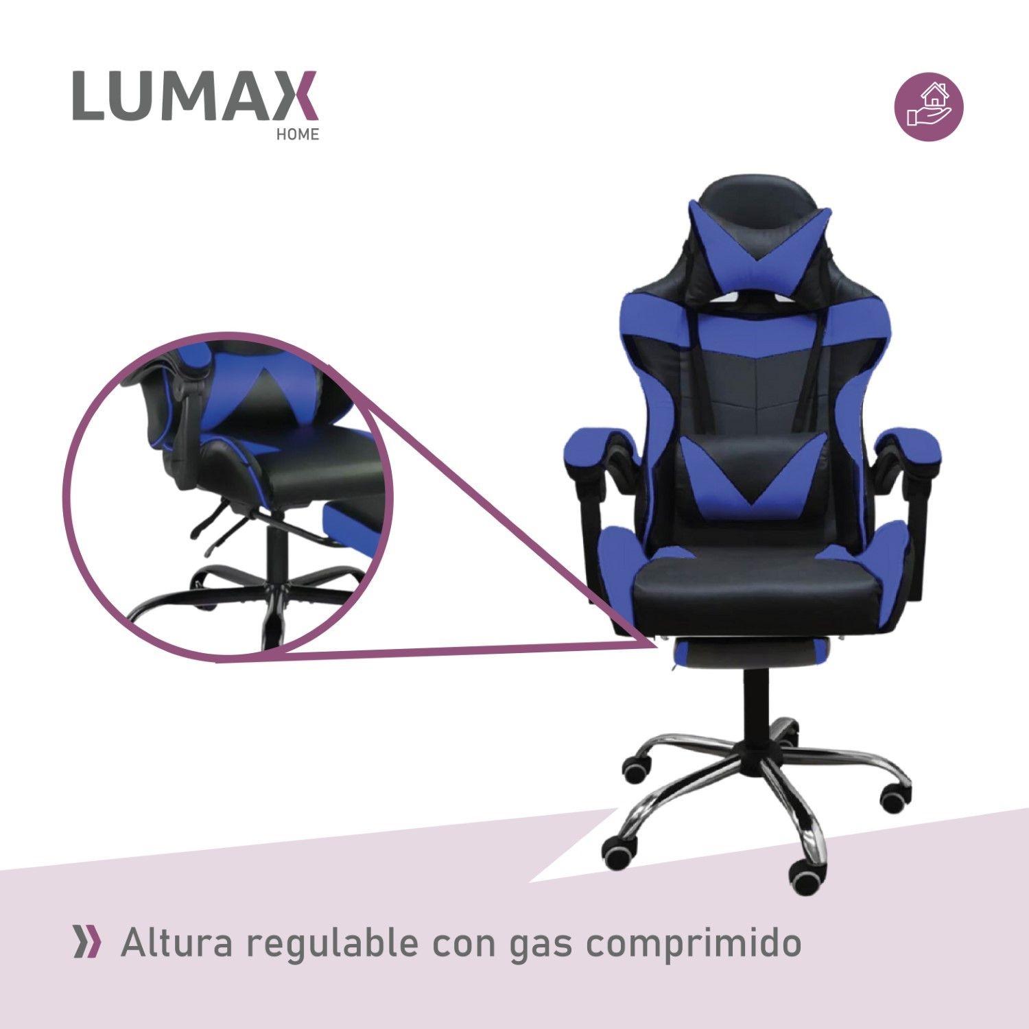 Silla Gamer Lumax Rom Con Apoyapies Azul-4
