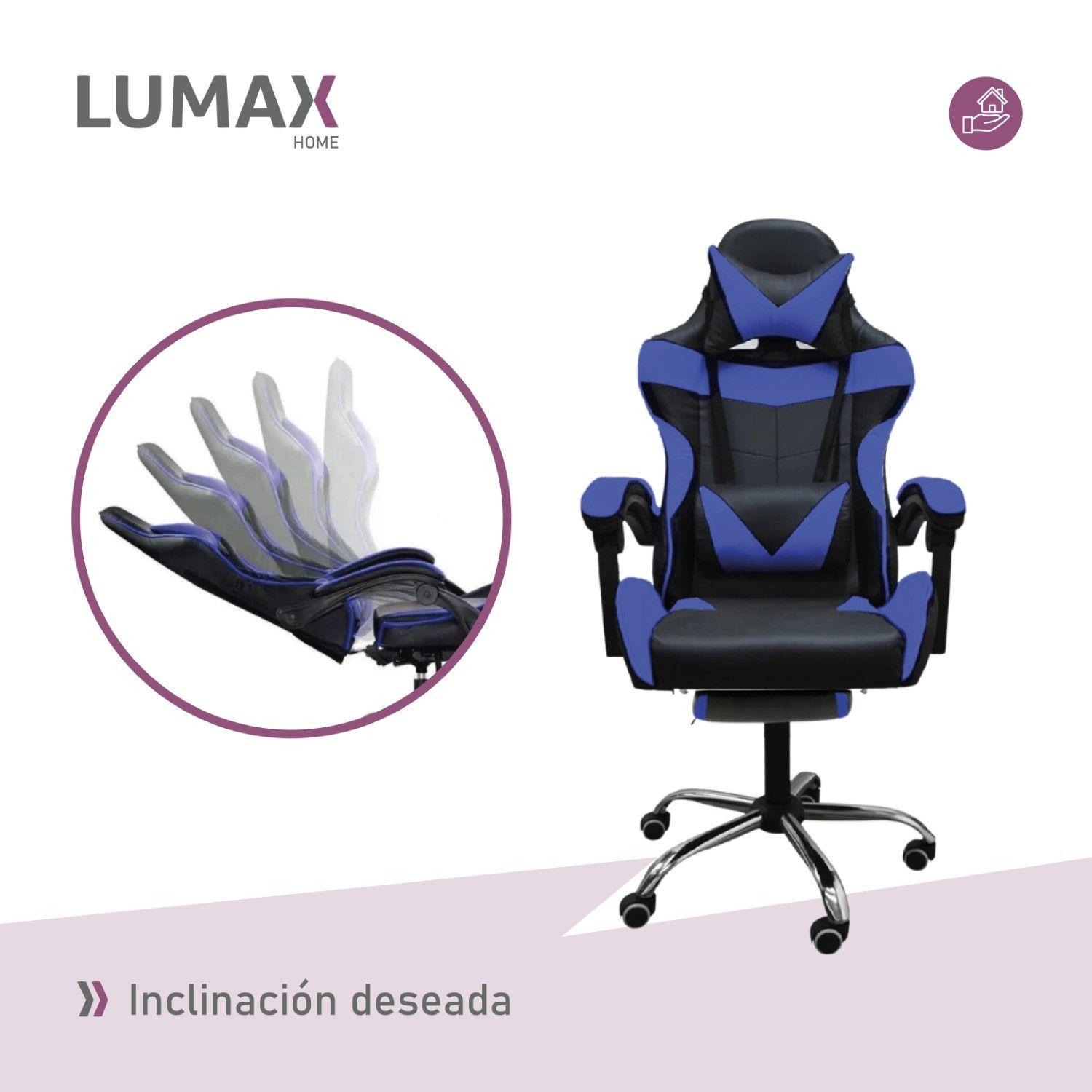 Silla Gamer Lumax Rom Con Apoyapies Azul-6