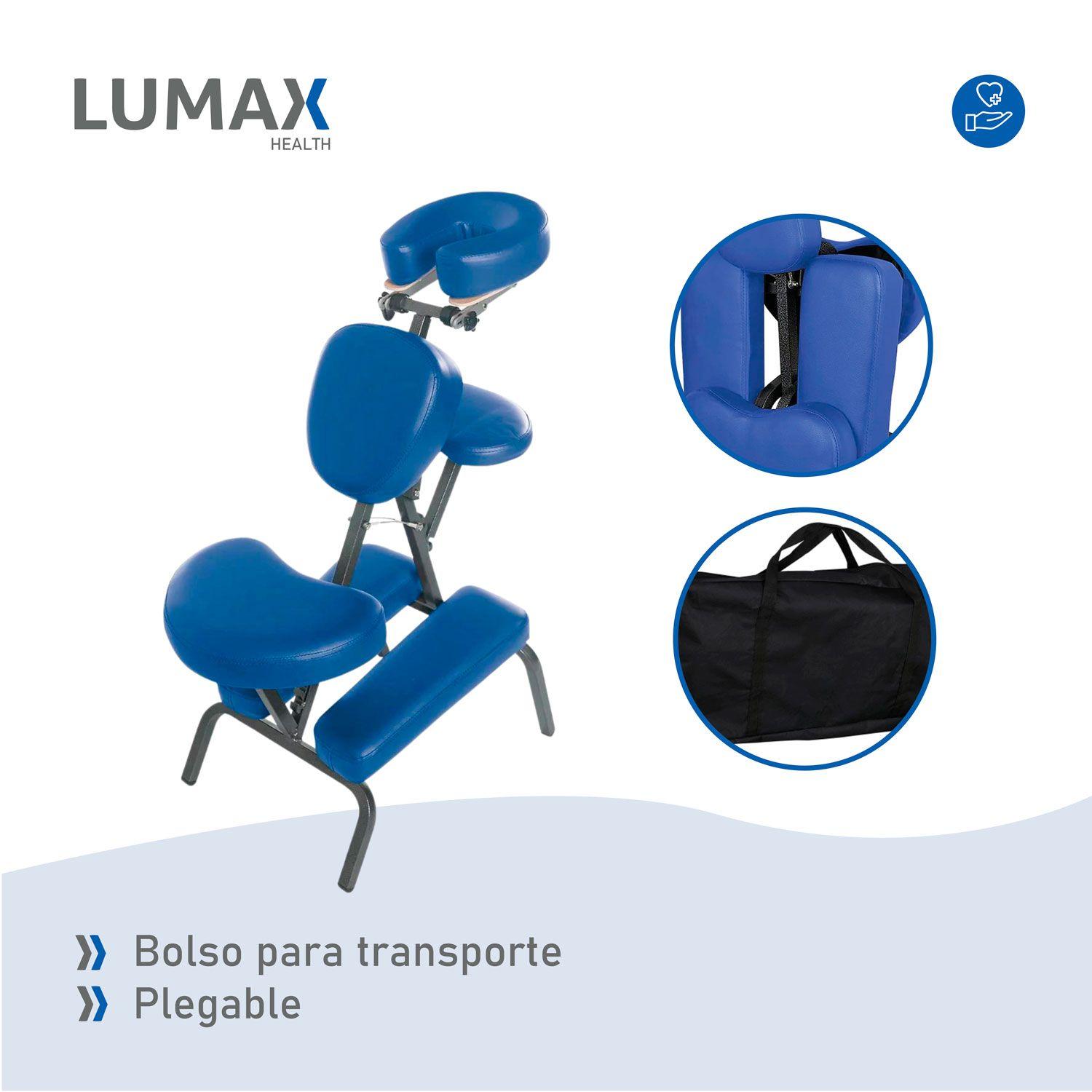 Silla Masaje Plegable Lumax Con Bolso Azul-6