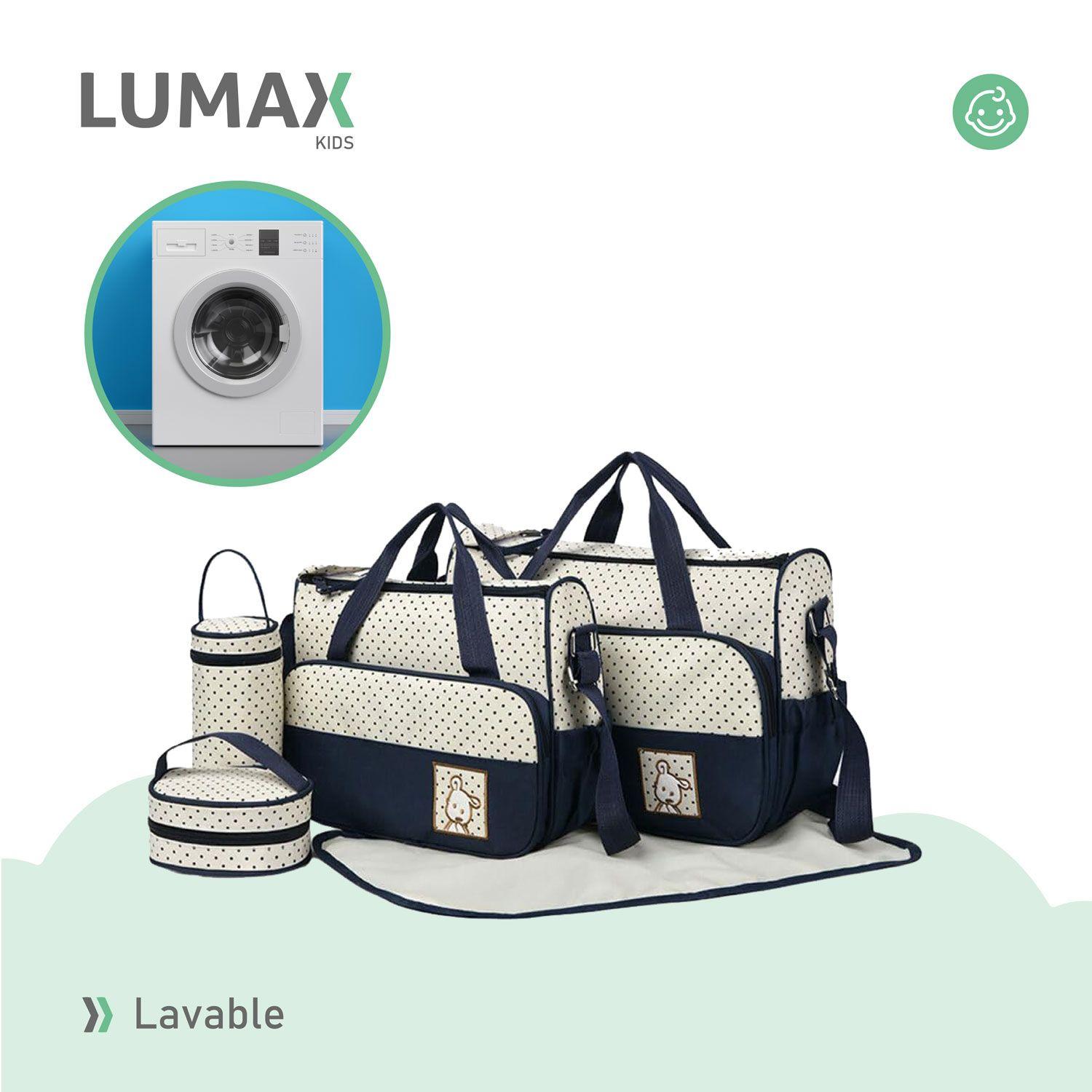 Bolso Maternal 5 Piezas Mudador Bebes Azul-6