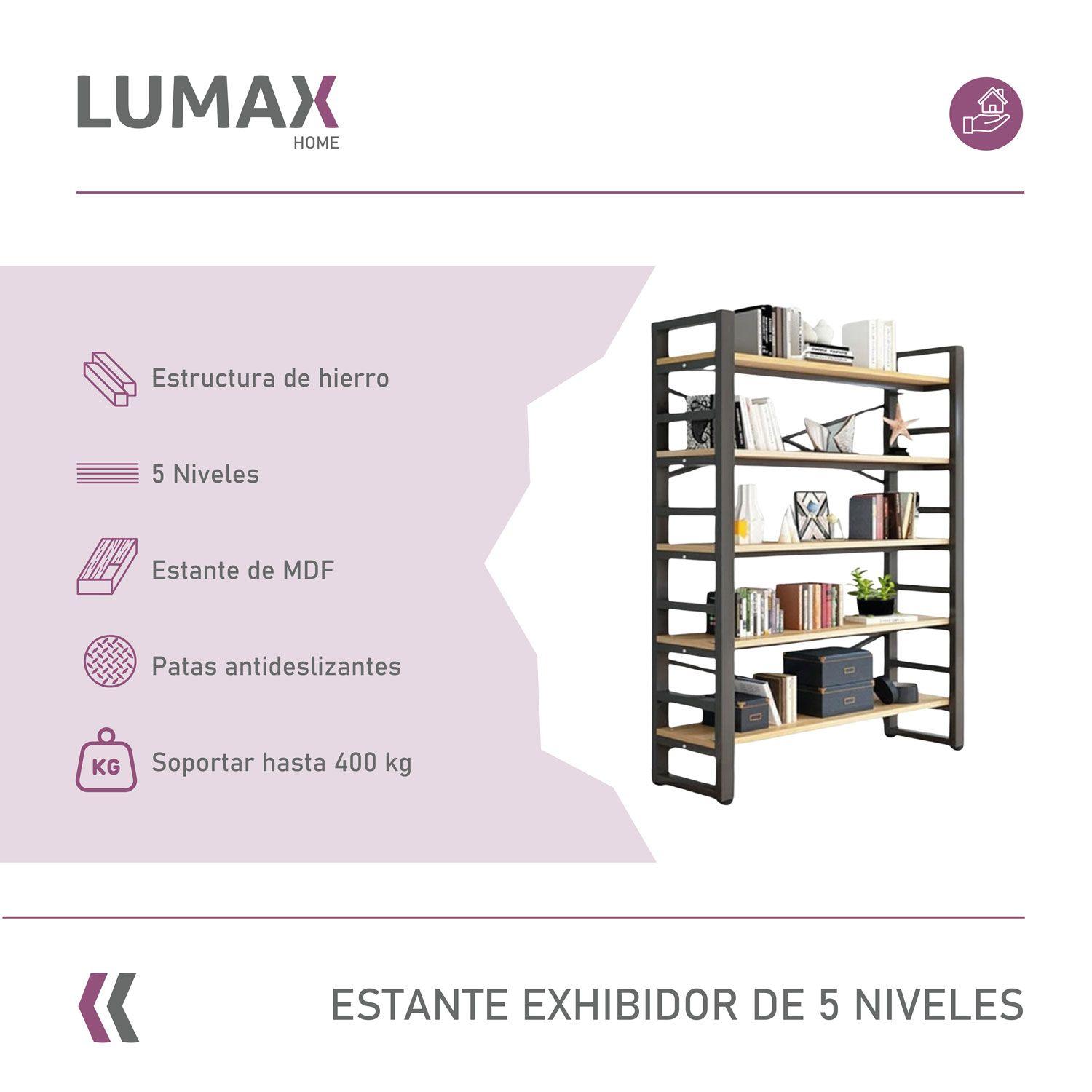 Estante Exhibidor Biblioteca 5 Niveles Con Repisa 175x33x140-1