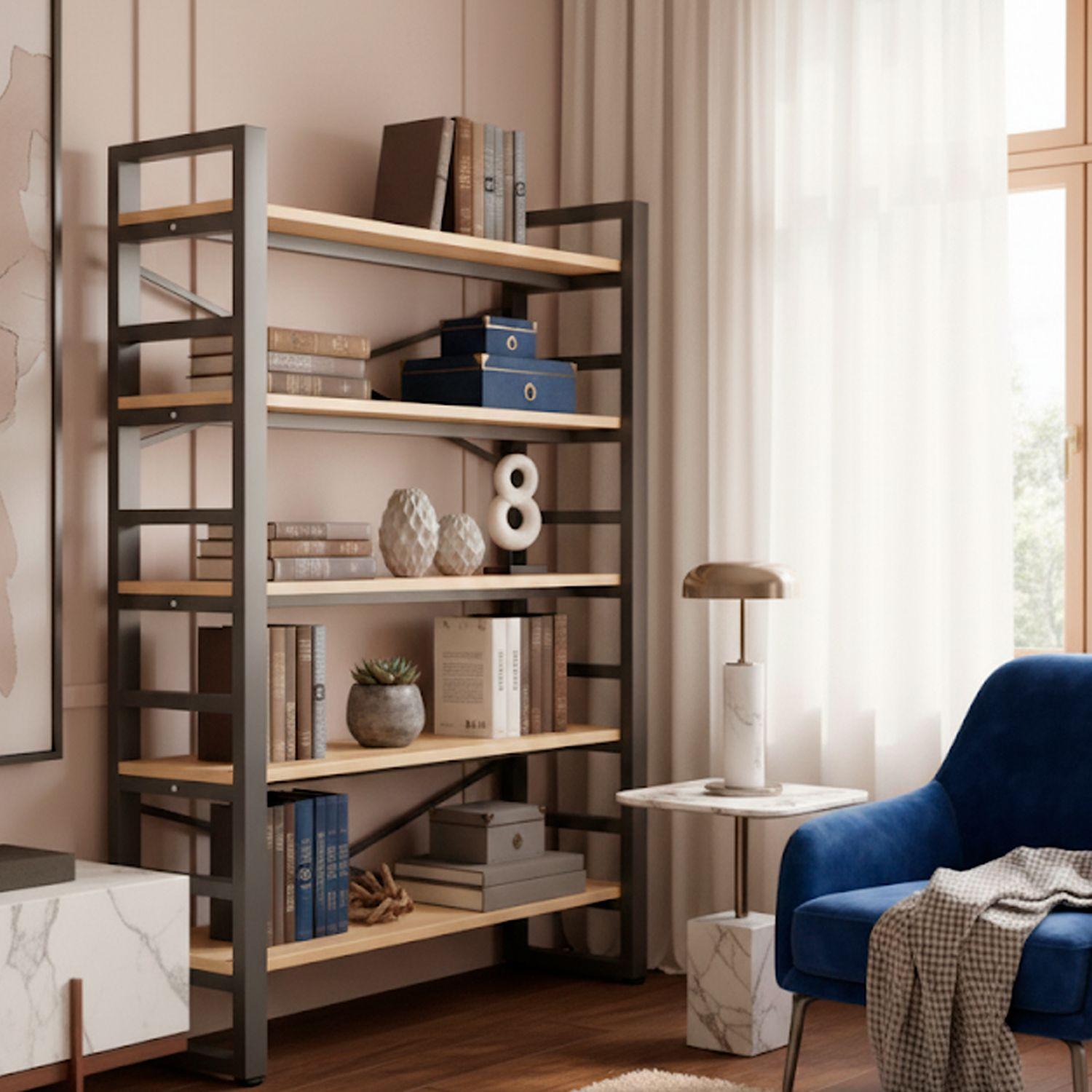 Estante Exhibidor Biblioteca 5 Niveles Con Repisa 175x33x140-3