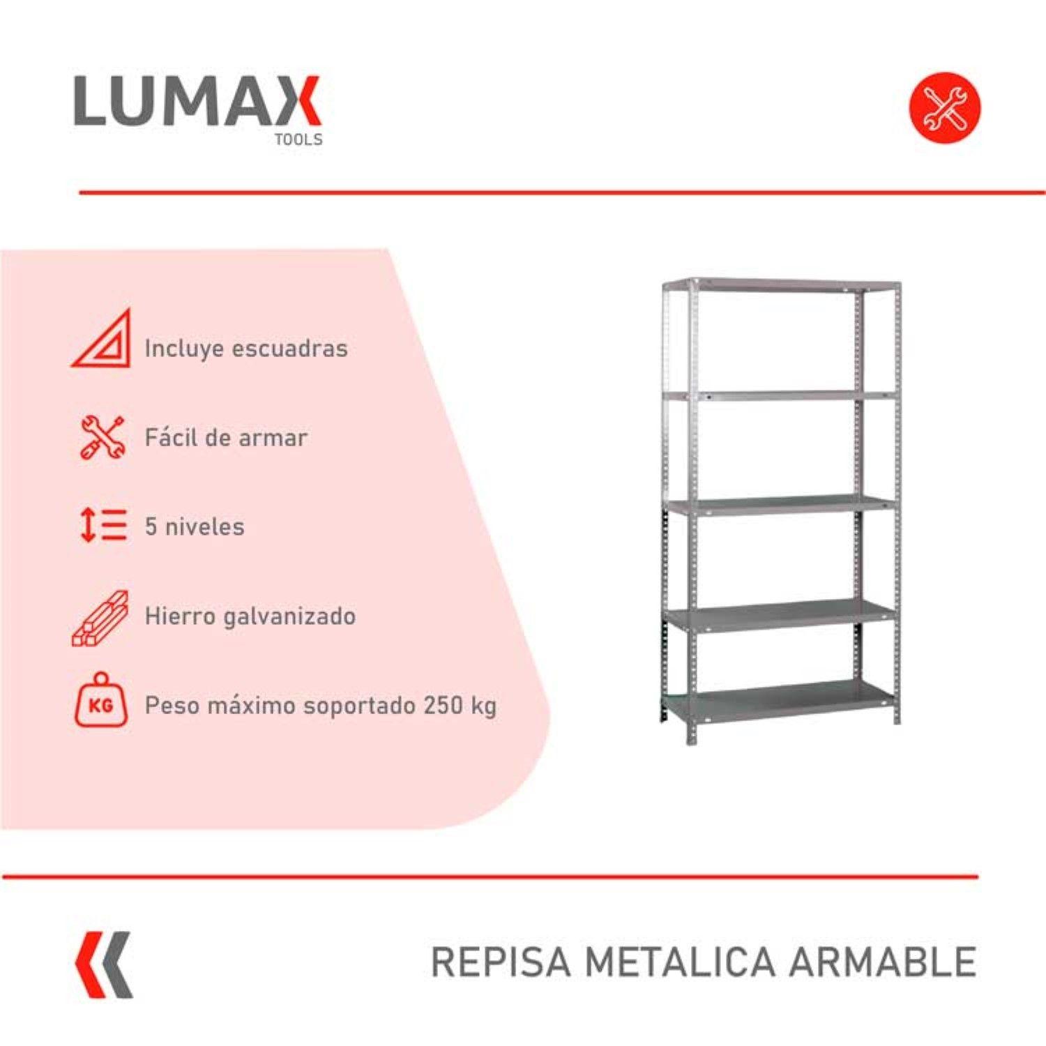 Exhibidor Repisa Metalica Armable Mecano 100x60x200cm 250Kg-6