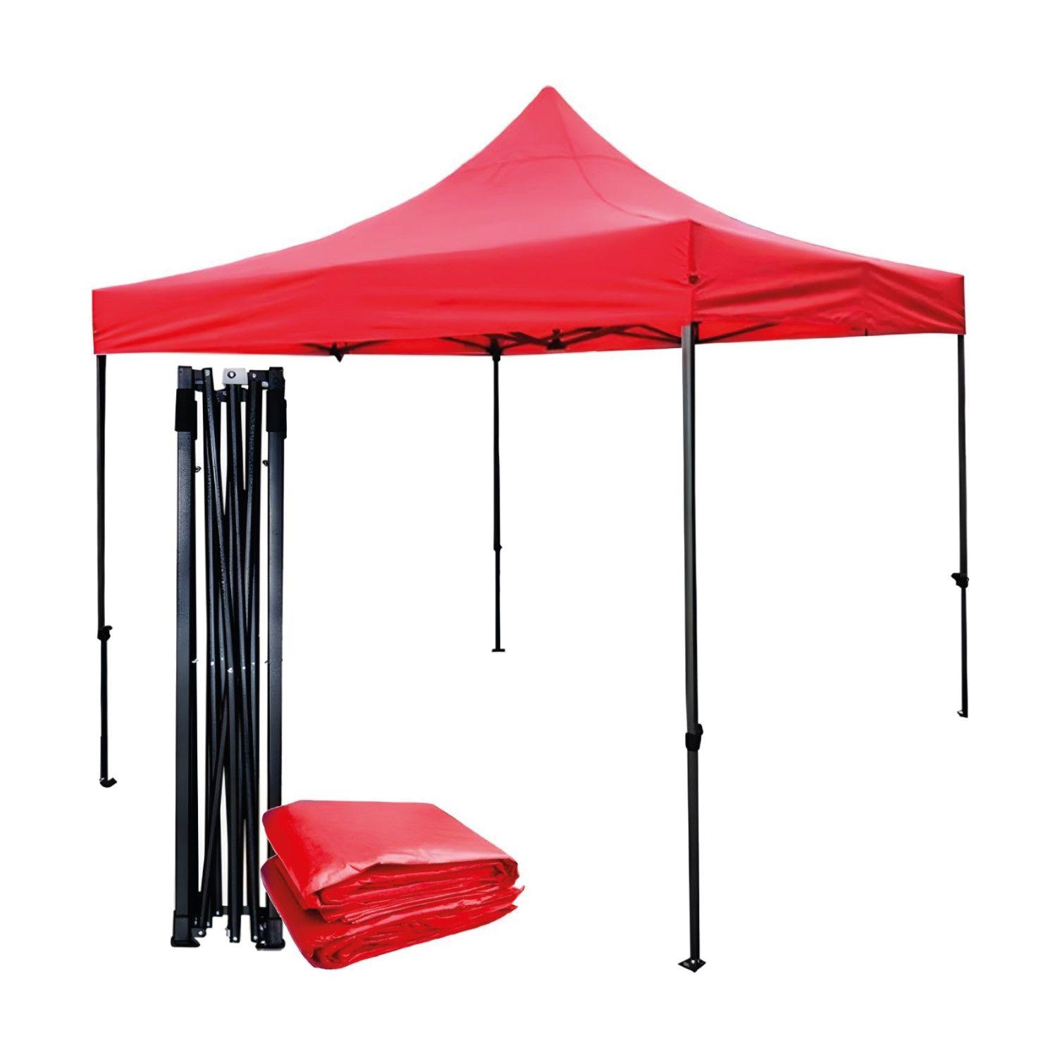 Toldo Plegable 3x3m Super Reforzado Con Lona Roja-0