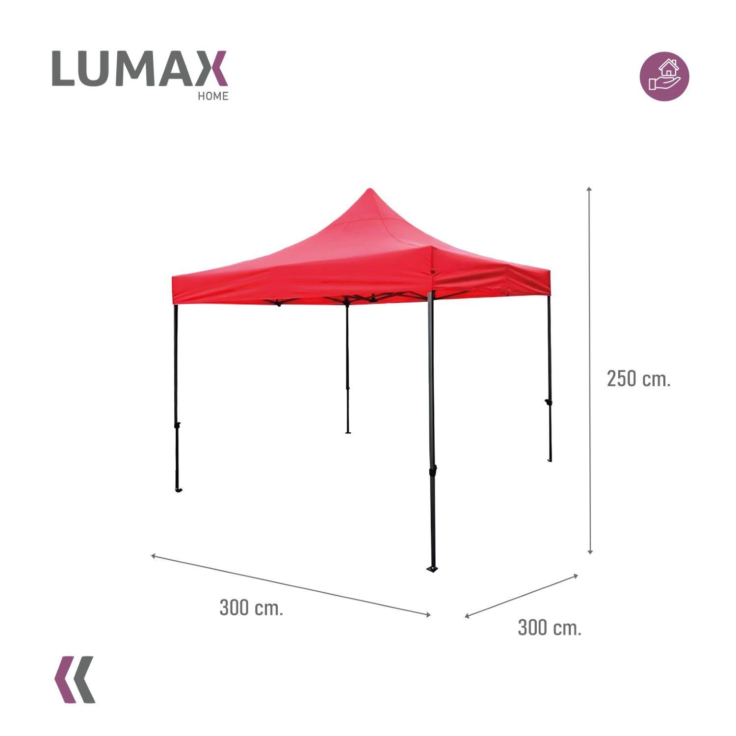 Toldo Plegable 3x3m Super Reforzado Con Lona Roja-2