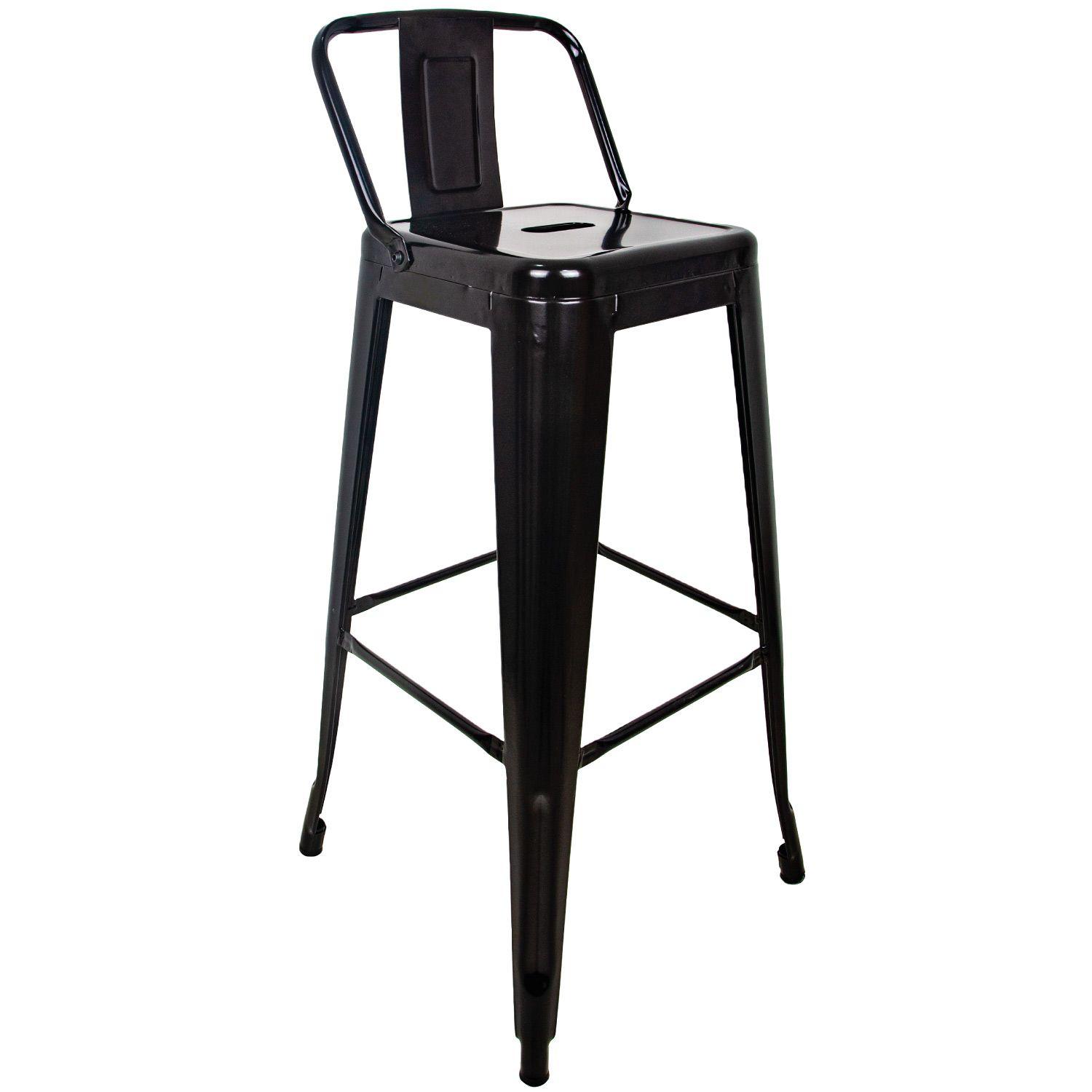 Pack 2 Taburetes Tolix Altos Piso de Bar Negro con Resplado-1
