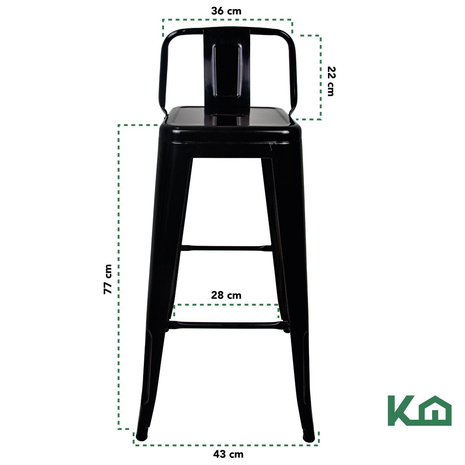 Pack 2 Taburetes Tolix Altos Piso de Bar Negro con Resplado-5
