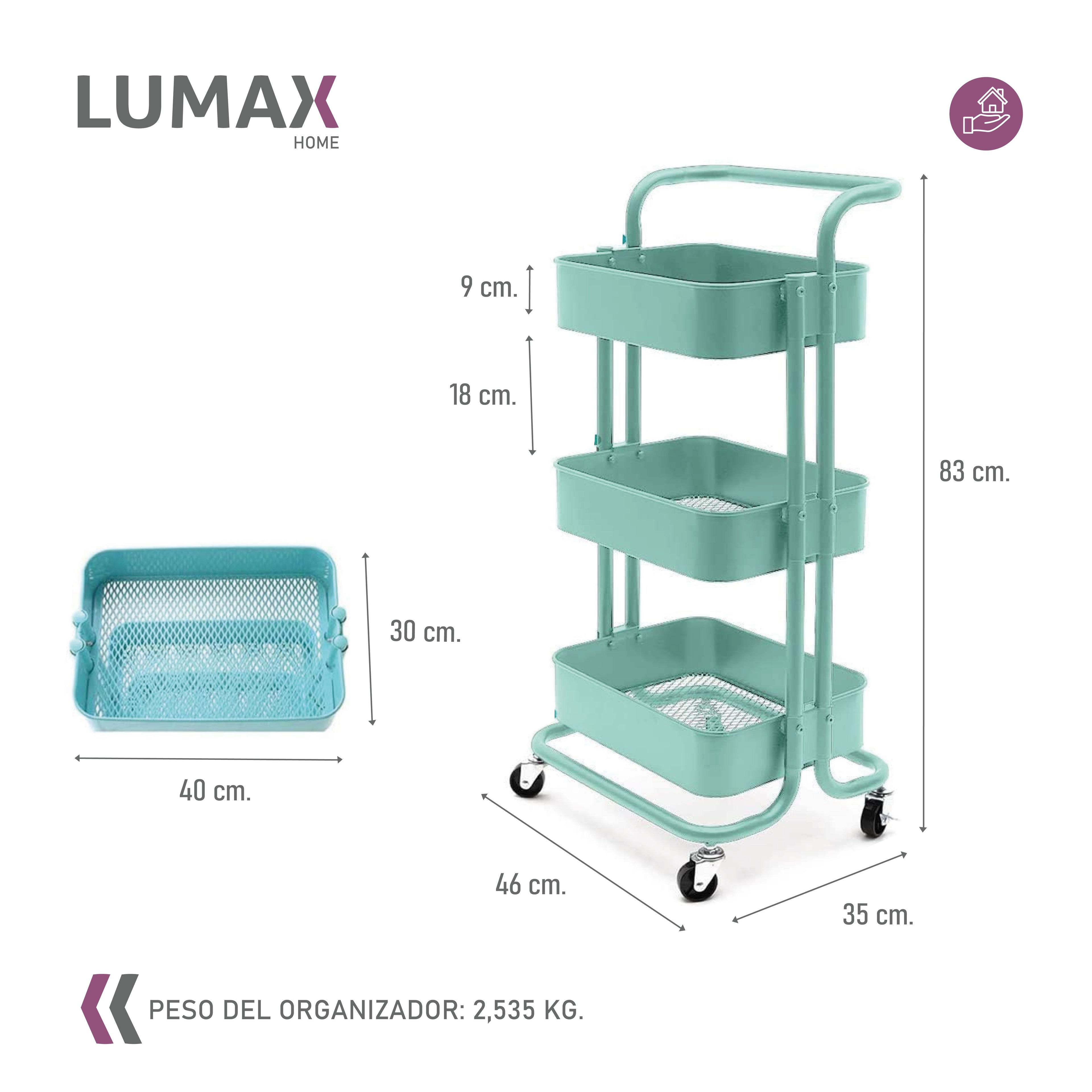 Carrito Organizador 3 Niveles Lumax con Ruedas Verde-2