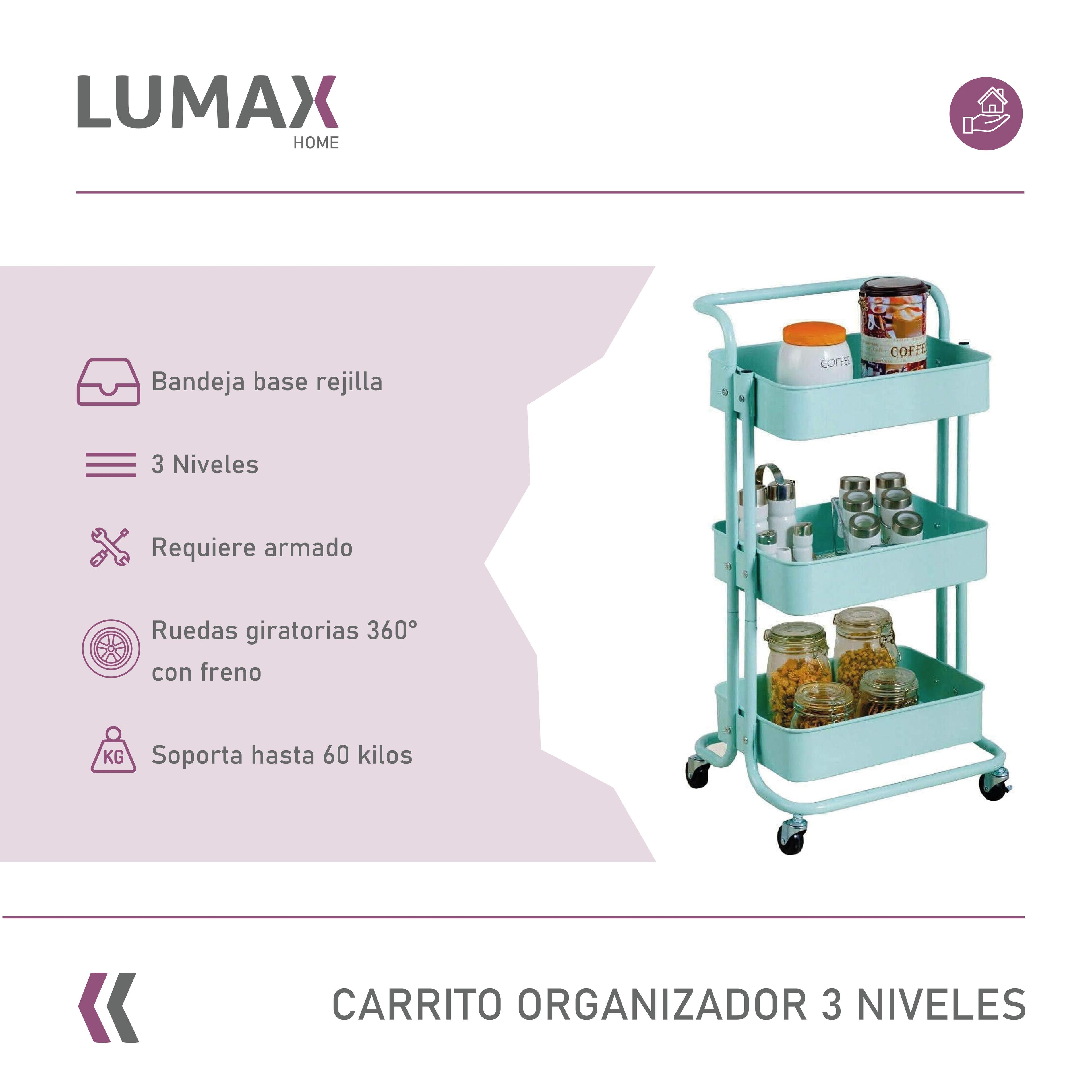 Carrito Organizador 3 Niveles Lumax con Ruedas Verde-1