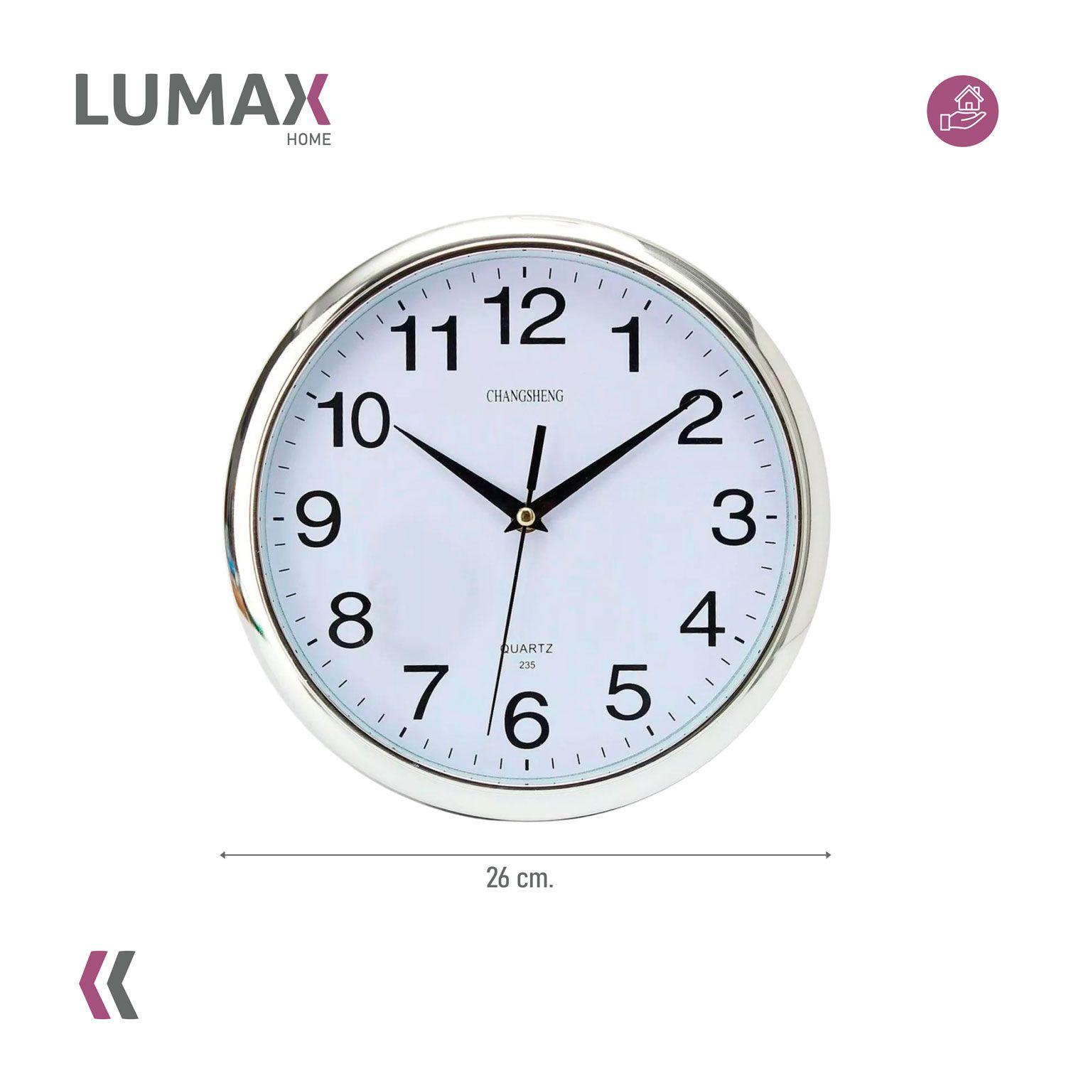 Reloj Analogico de Pared con Borde Cromado 26cm-2