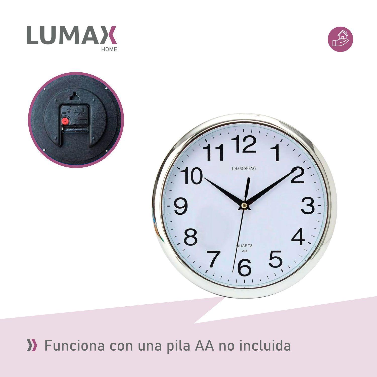 Reloj Analogico de Pared con Borde Cromado 26cm-4