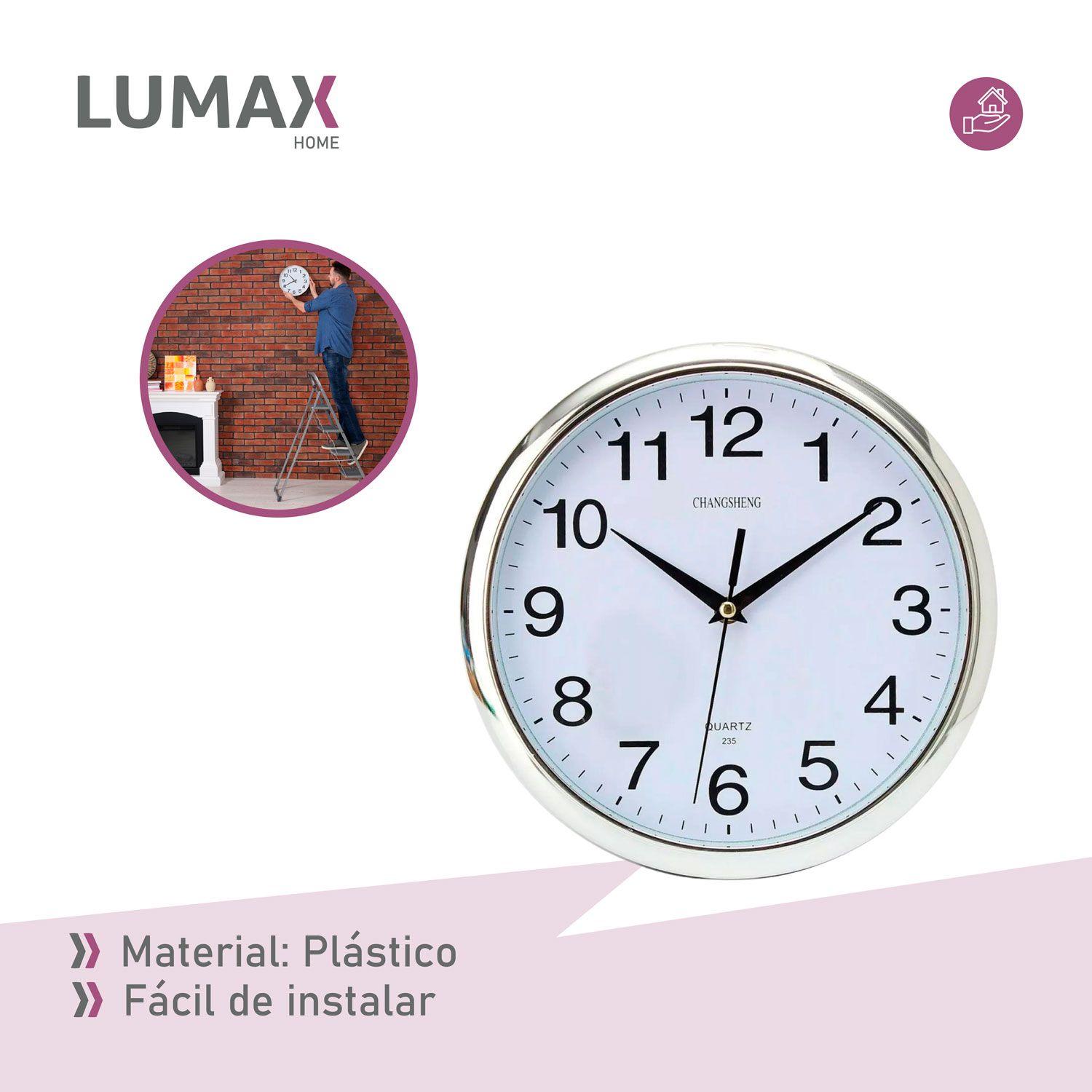 Reloj Analogico de Pared con Borde Cromado 26cm-5