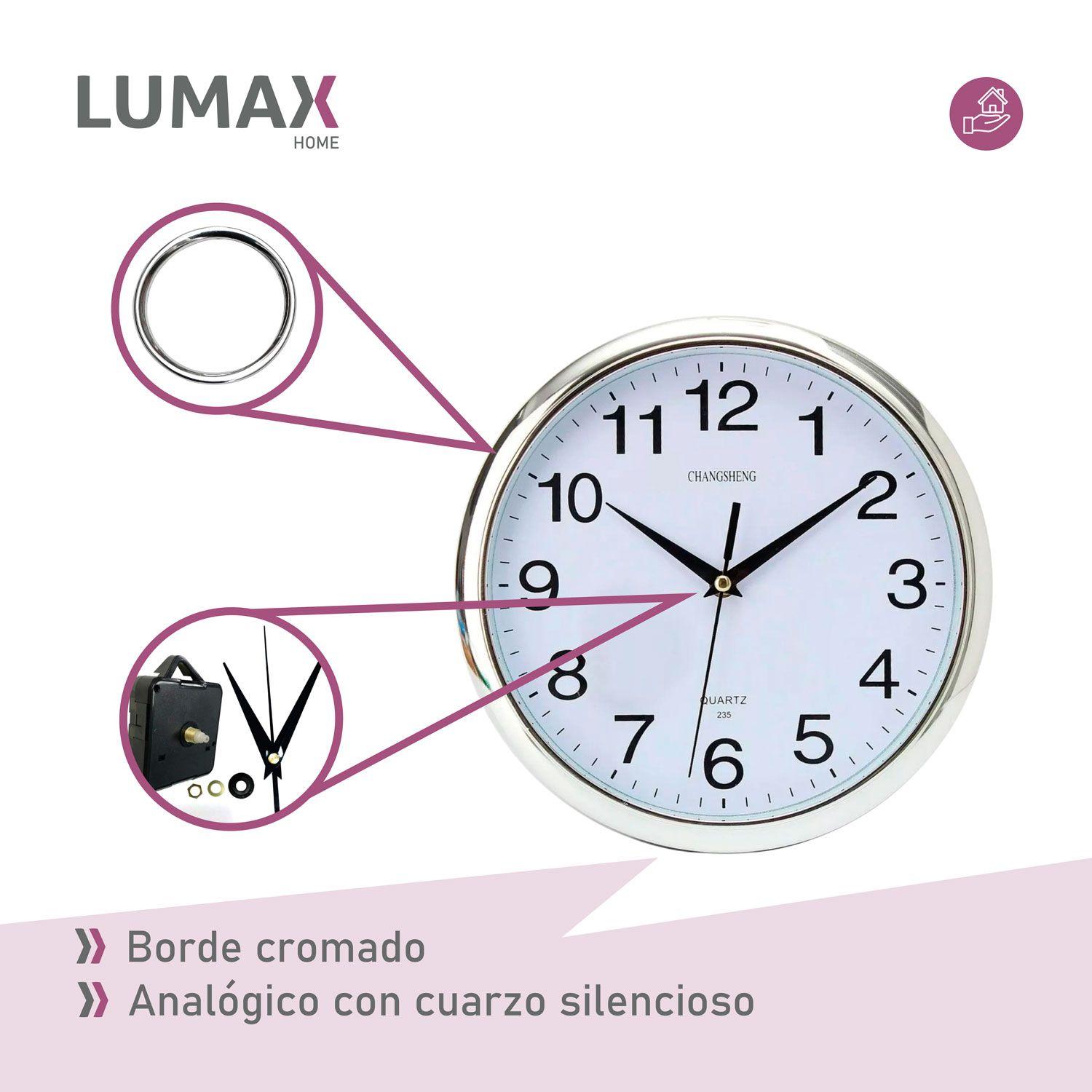 Reloj Analogico de Pared con Borde Cromado 26cm-6