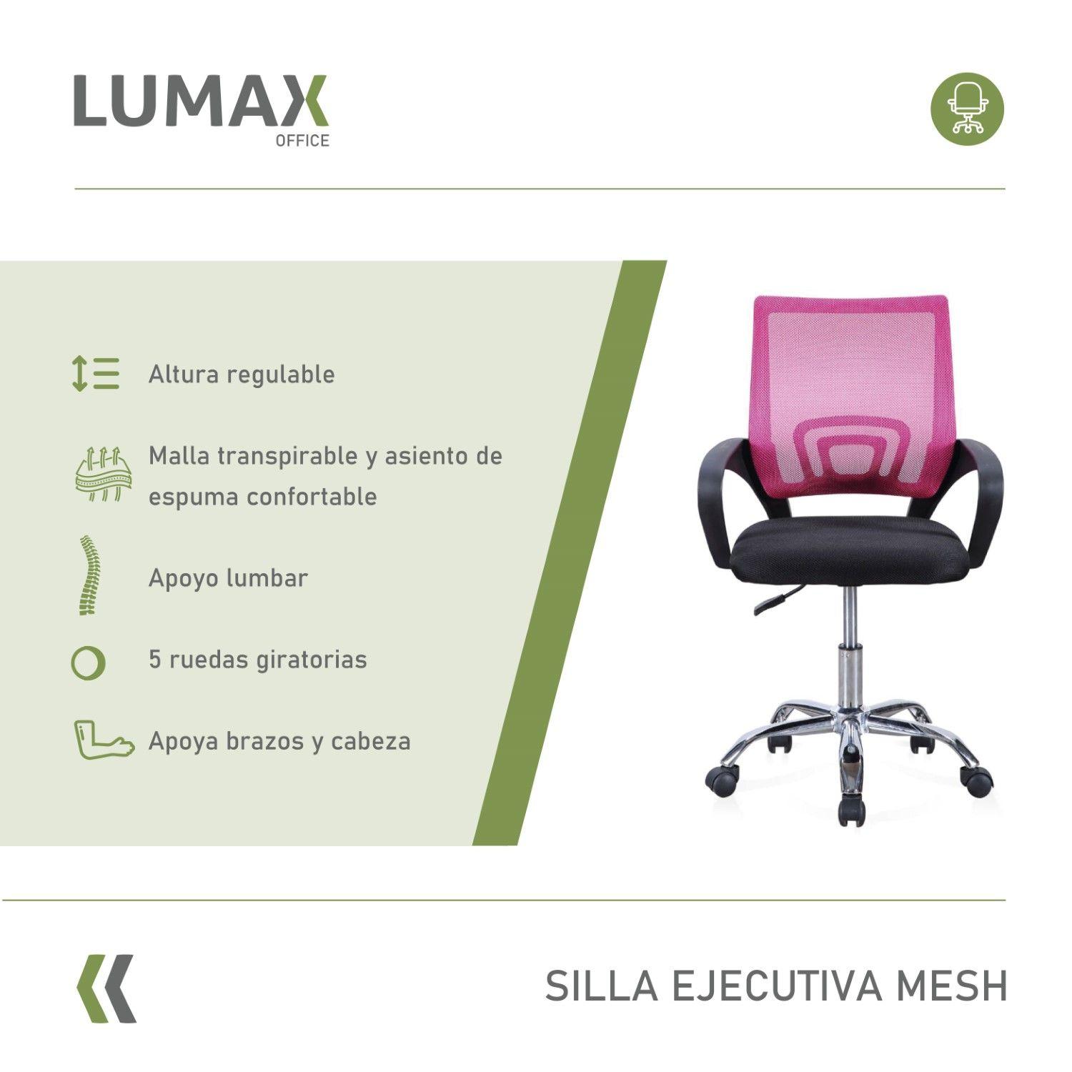 Silla Ejecutiva Escritorio Ezri Mesh Rosa Muebles Metinca-1