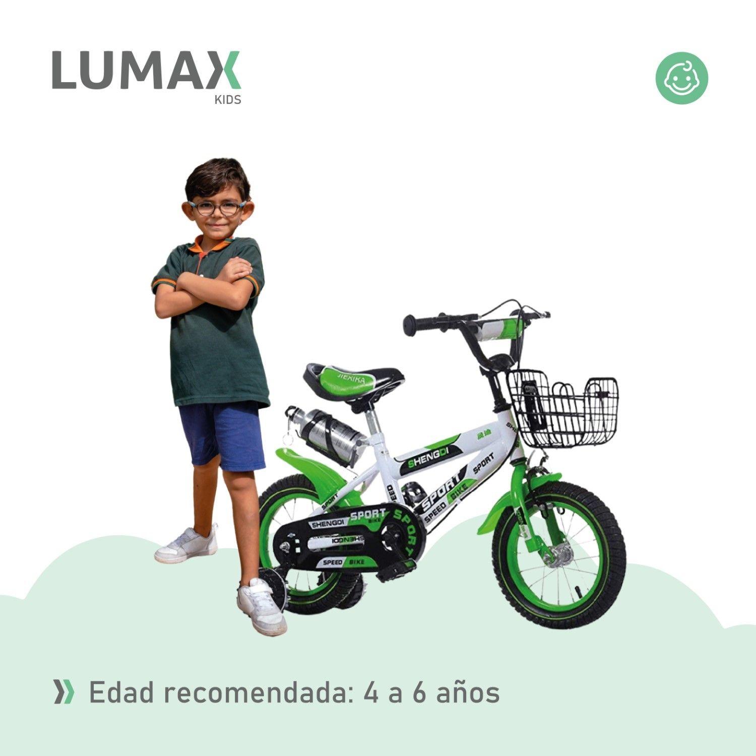Bicicleta Infantil Lumax Aro 16 Verde Con Rueditas-4