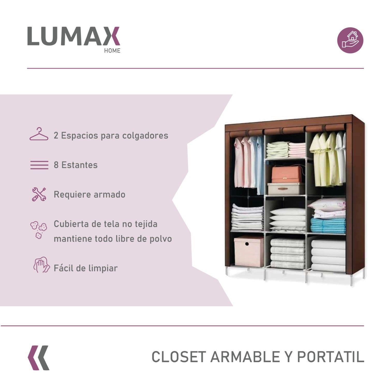 Closet Armable y Portatil de Tela 150x45x175 cm Color Cafe-1