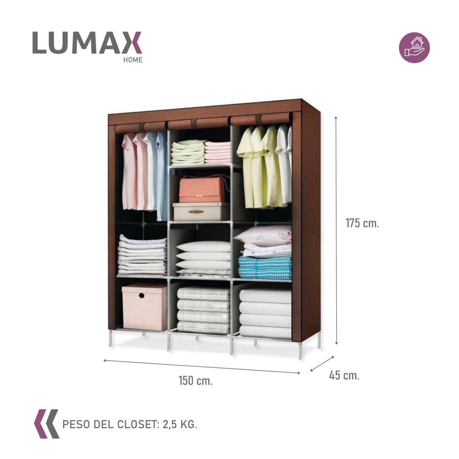 Closet Armable y Portatil de Tela 150x45x175 cm Color Cafe-2