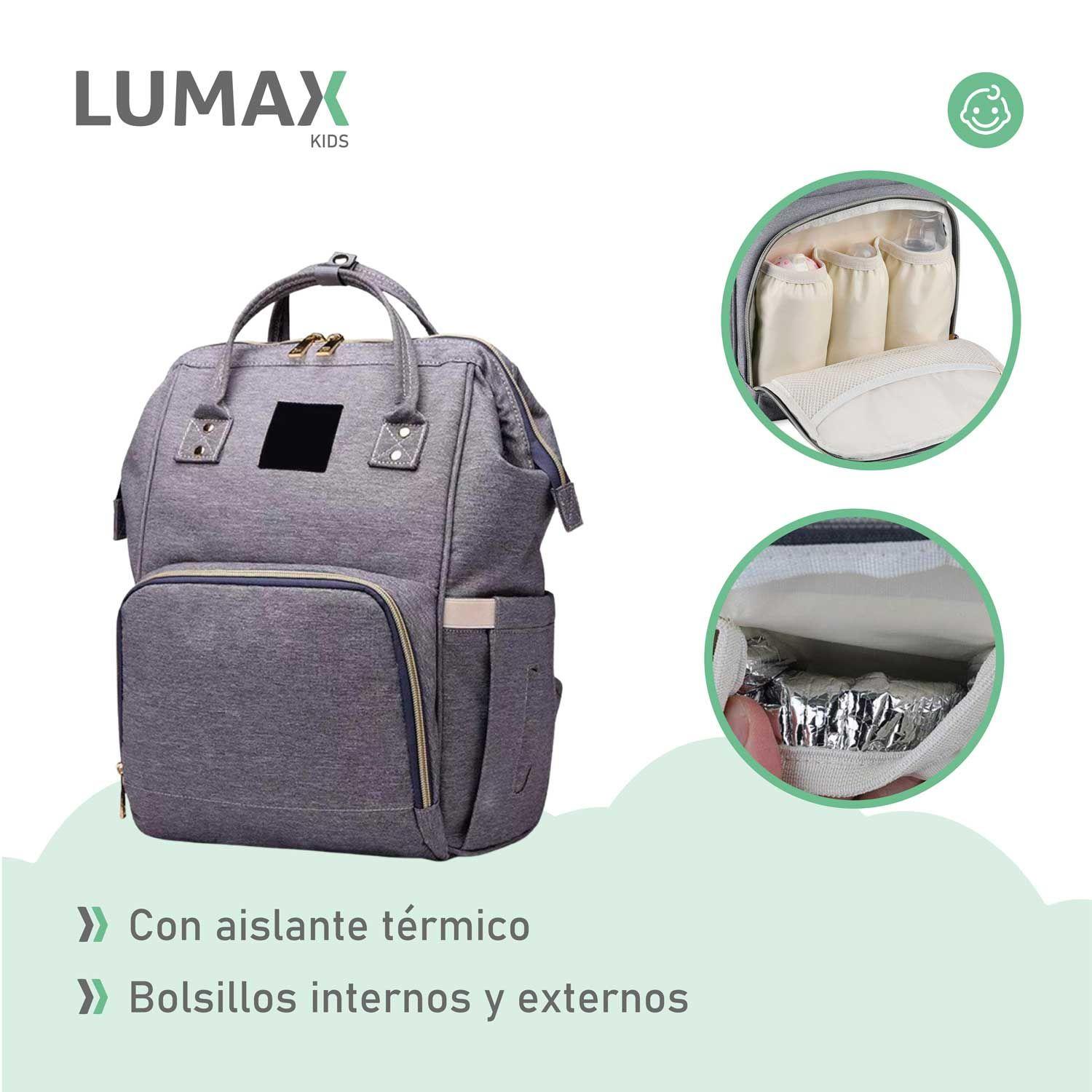 Bolso Mochila Maternal Fashion Alta Calidad Gris-4