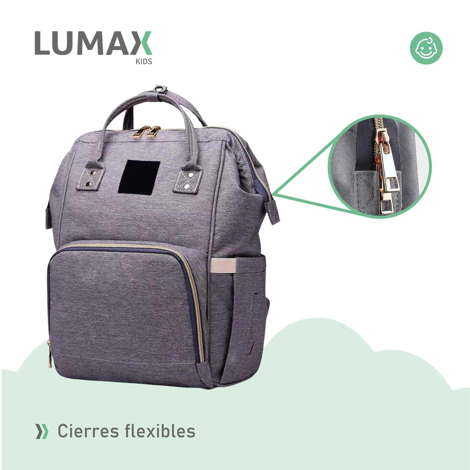 Bolso Mochila Maternal Fashion Alta Calidad Gris-5