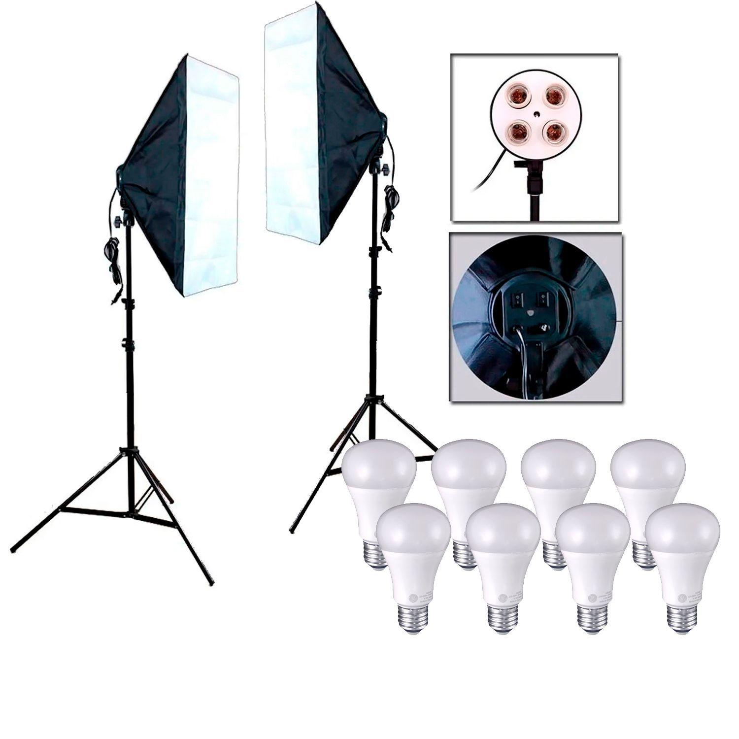 Pack 2 Cajas De Luz Softbox + 2 Tripodes + 8 Led 16w Ge Sec-1