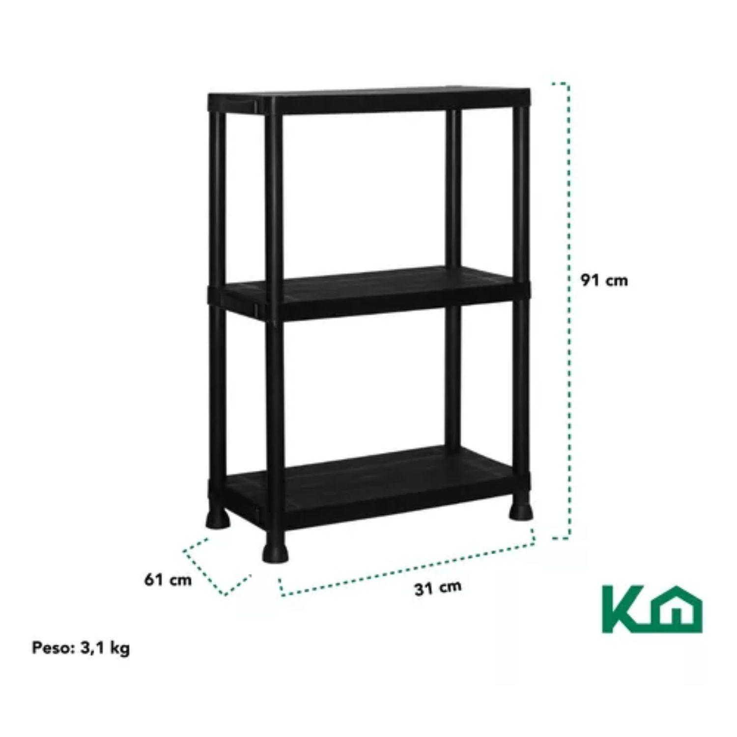 Estanteria Plastico 3 Estantes Encastrable 91x31x61cm-4