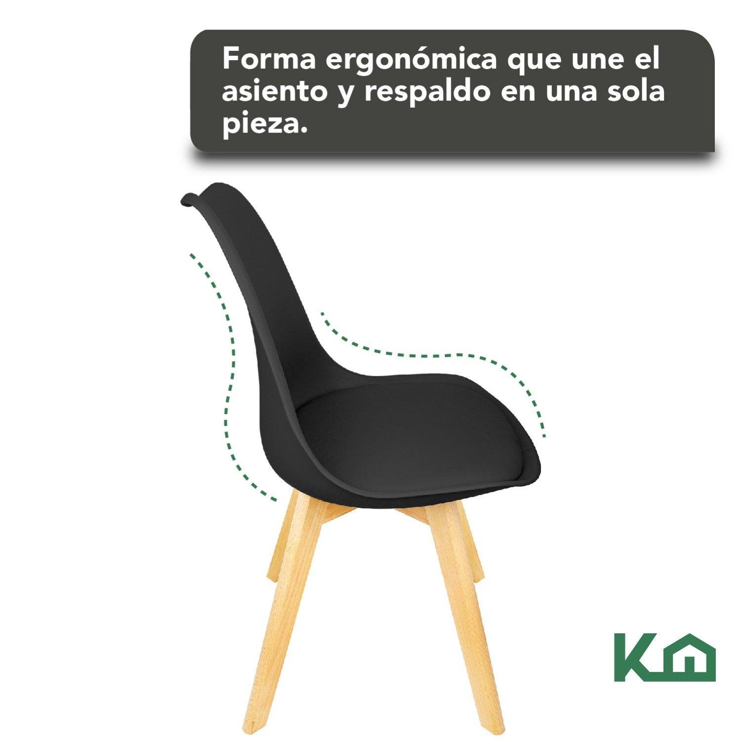 Silla Comedor Moderna Eames Tulipan Negra Patas Madera-5