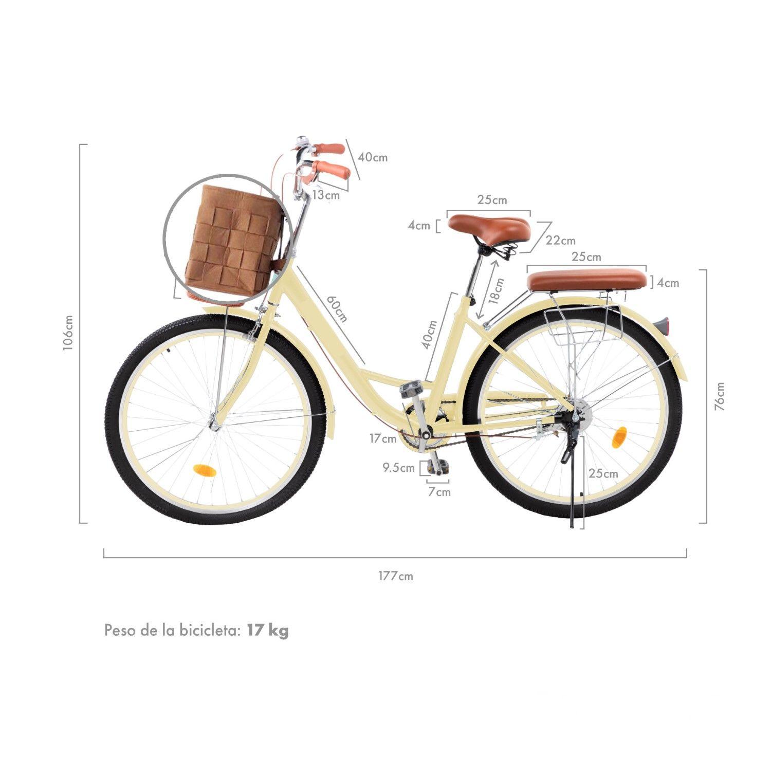 Bicicleta Urbana Aro 26 Vintage Con Canastilla Retro Beige-1