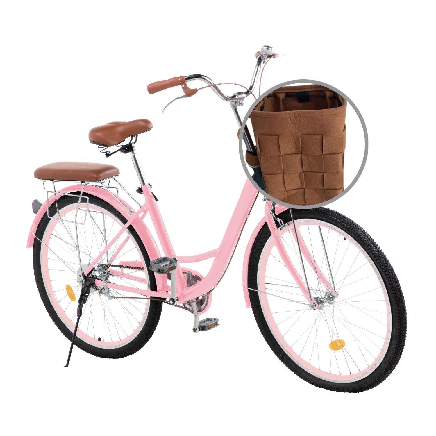 Bicicleta Urbana Aro 26 Vintage Con Canastilla Retro Rosada-0