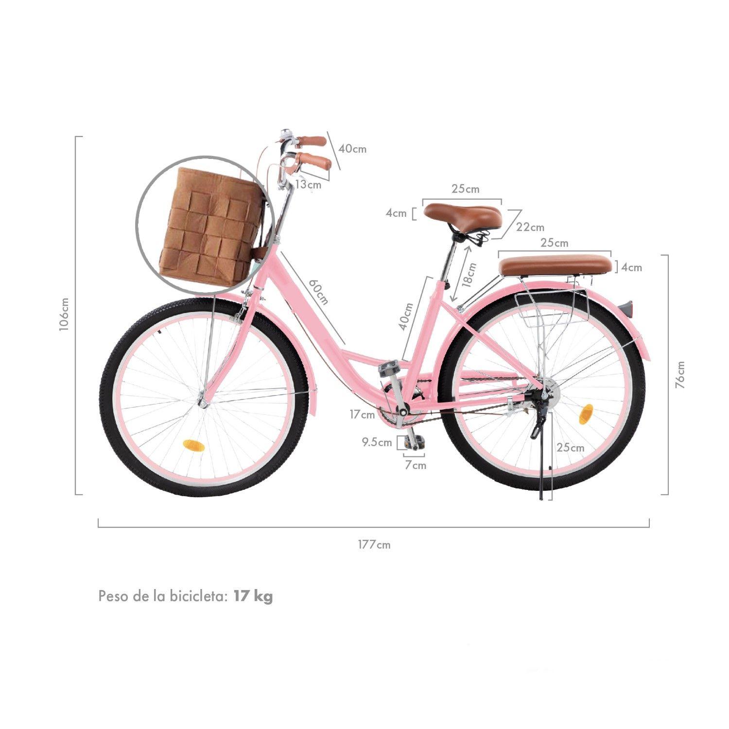 Bicicleta Urbana Aro 26 Vintage Con Canastilla Retro Rosada-1