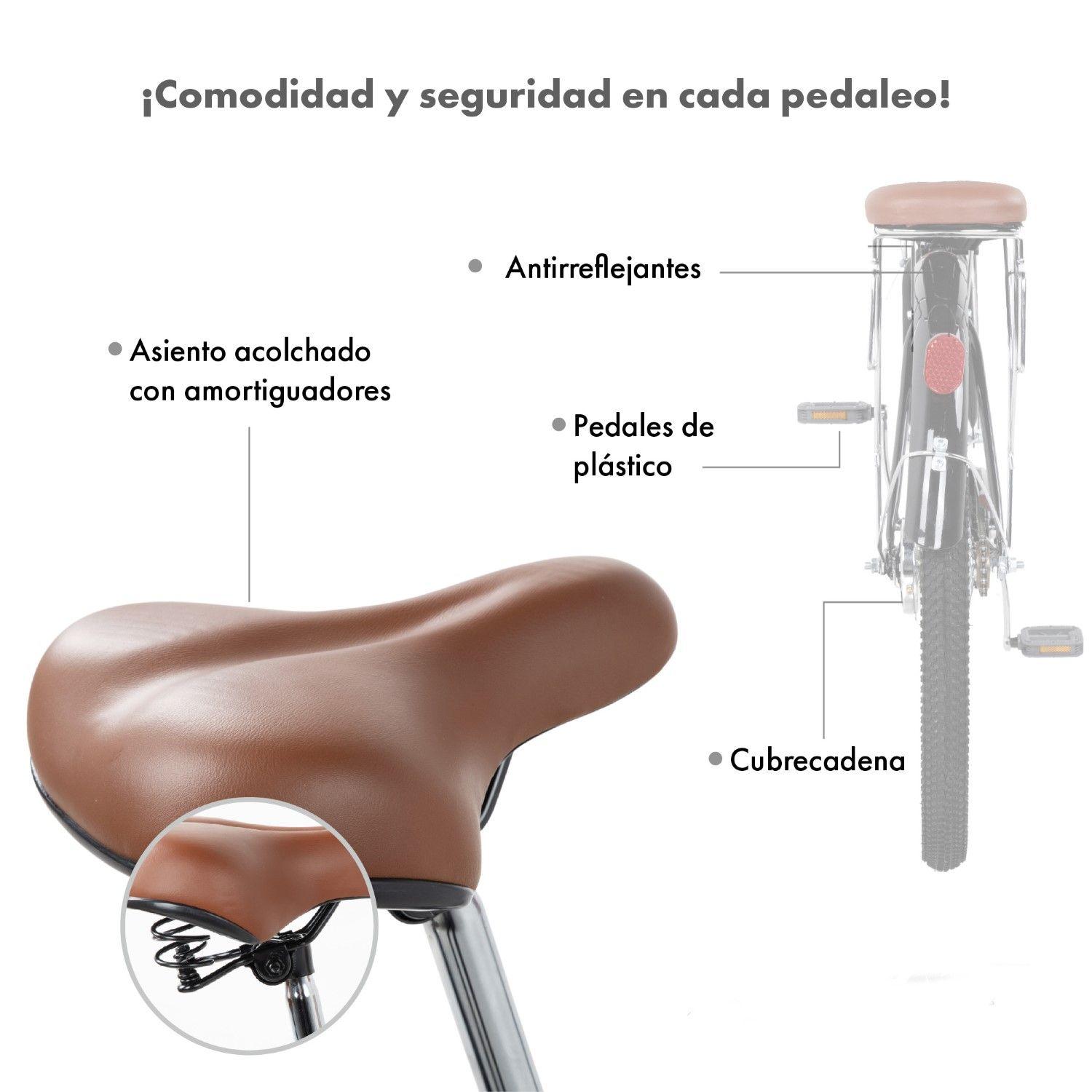 Bicicleta Urbana Aro 26 Vintage Con Canastilla Retro Rosada-2