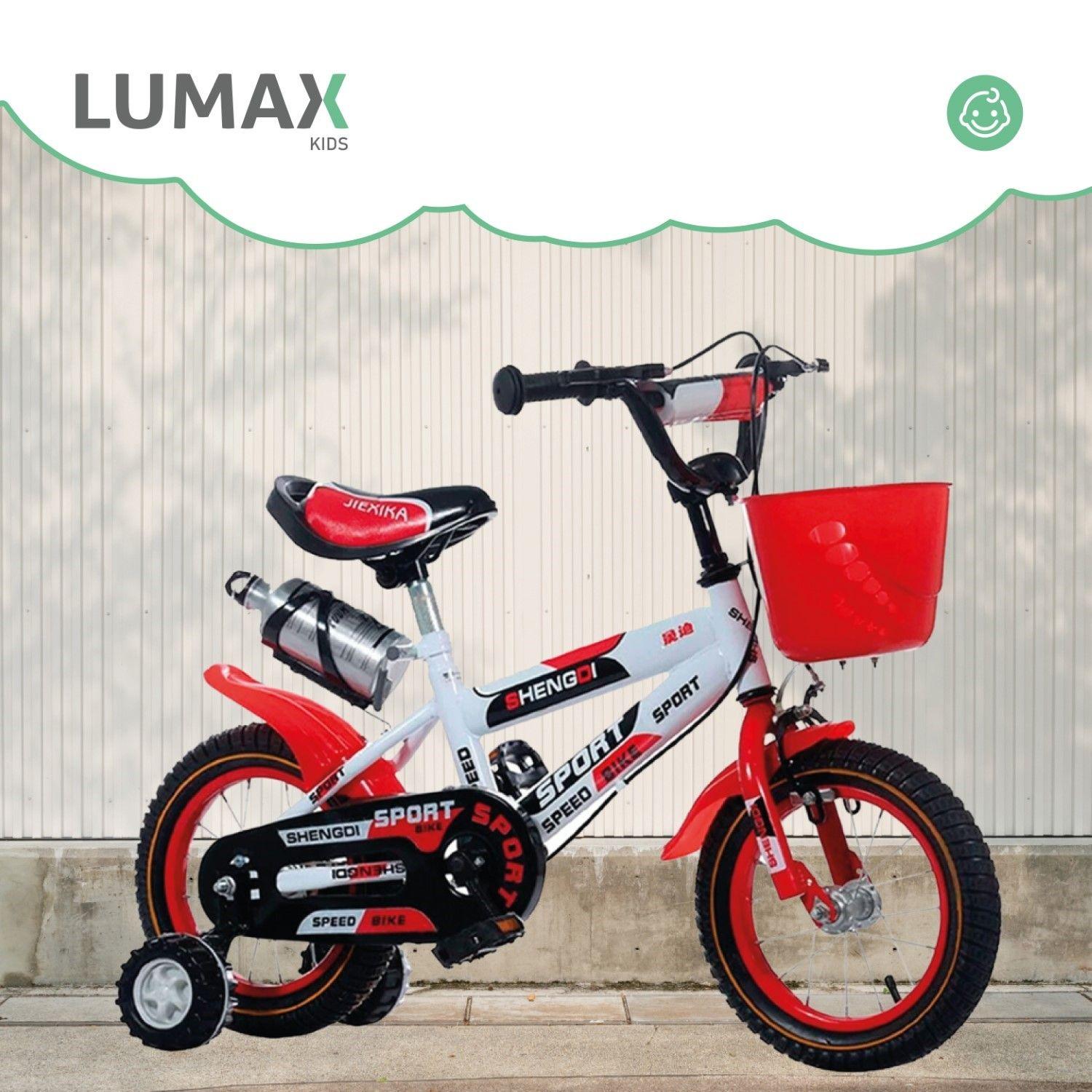 Bicicleta Infantil Lumax Aro 12 Rojo Con Rueditas-3
