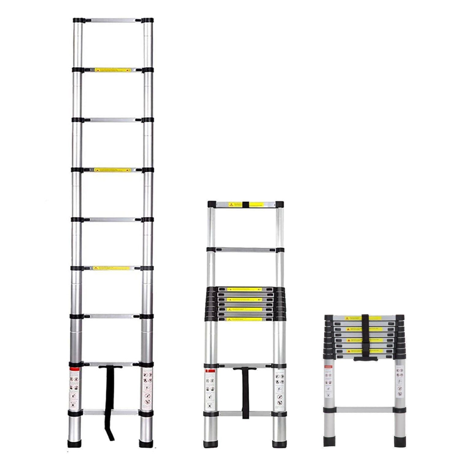 Escalera Telescopica Retractil De Aluminio 2.6 Metros-0