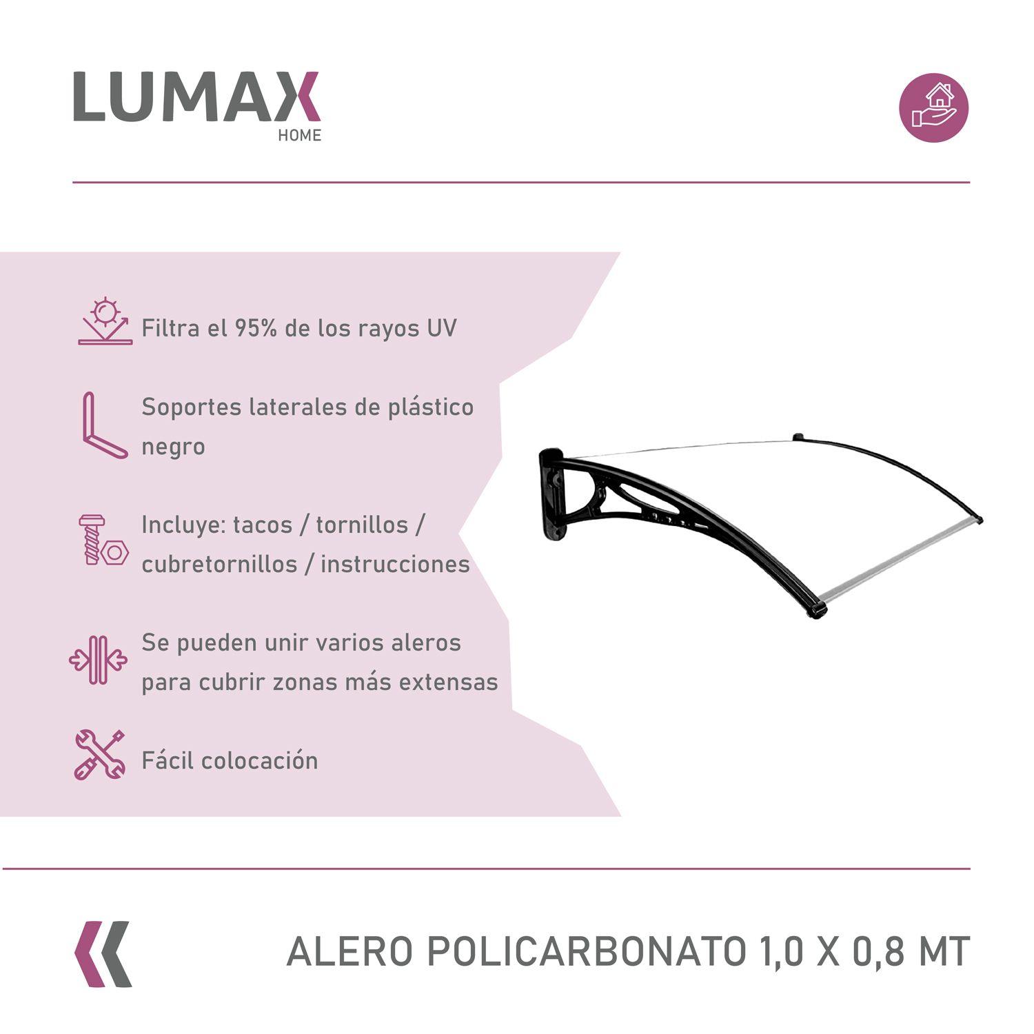 Alero Policarbonato 1,0 x 0,8 M Transparente-2