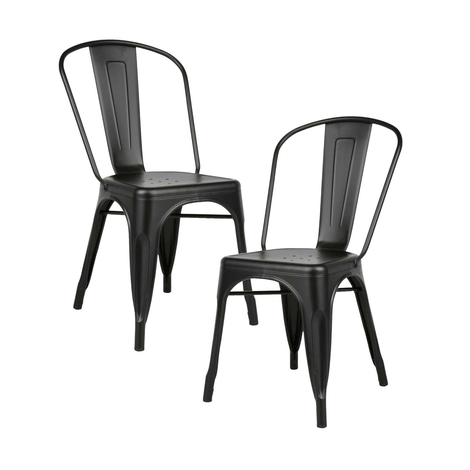 Pack 2 Sillas Tolix Metal Negras para Living Comedor-0