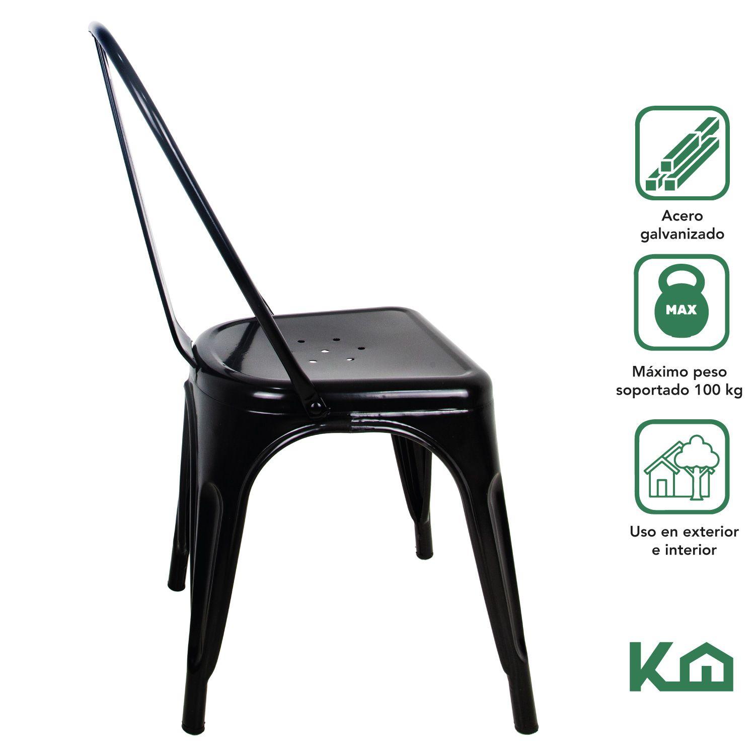 Pack 2 Sillas Tolix Metal Negras para Living Comedor-2