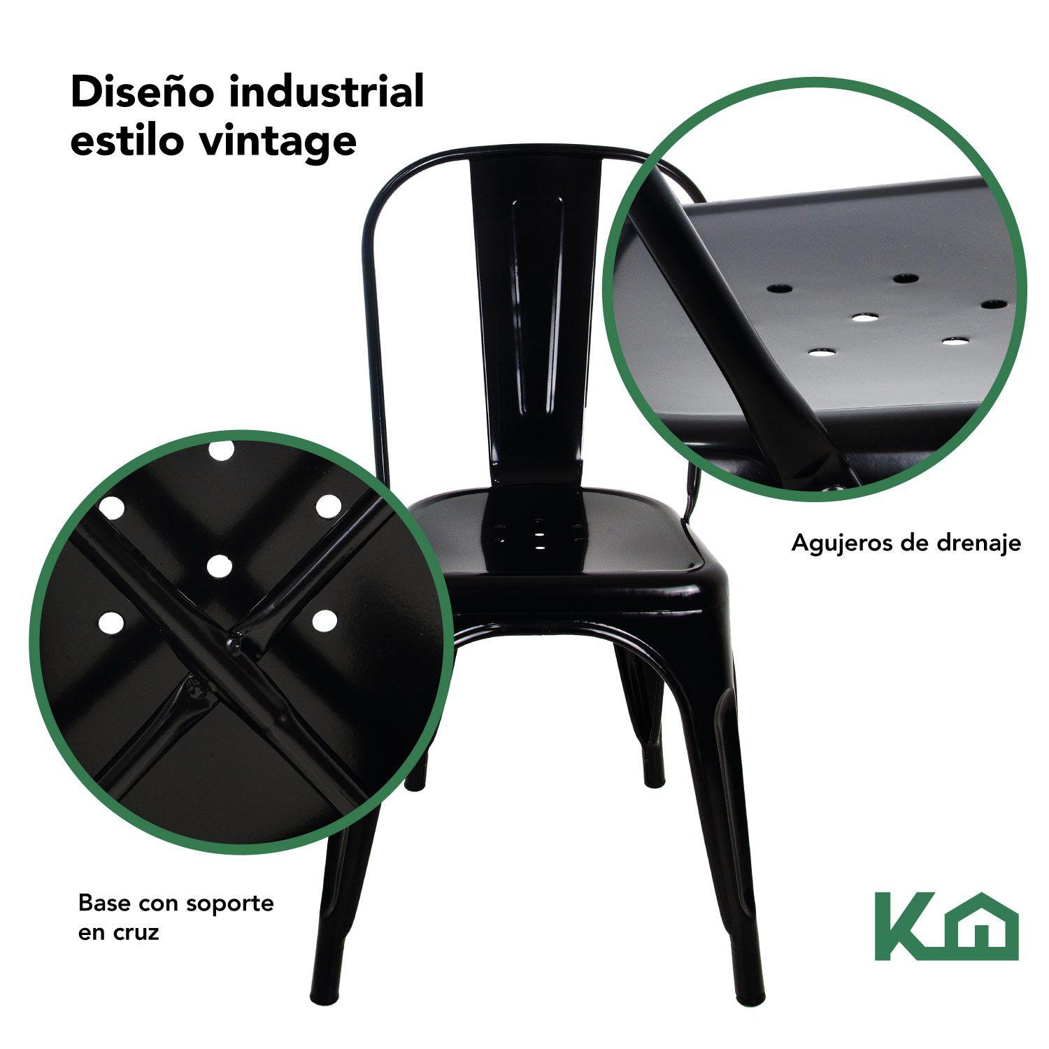 Pack 2 Sillas Tolix Metal Negras para Living Comedor-3