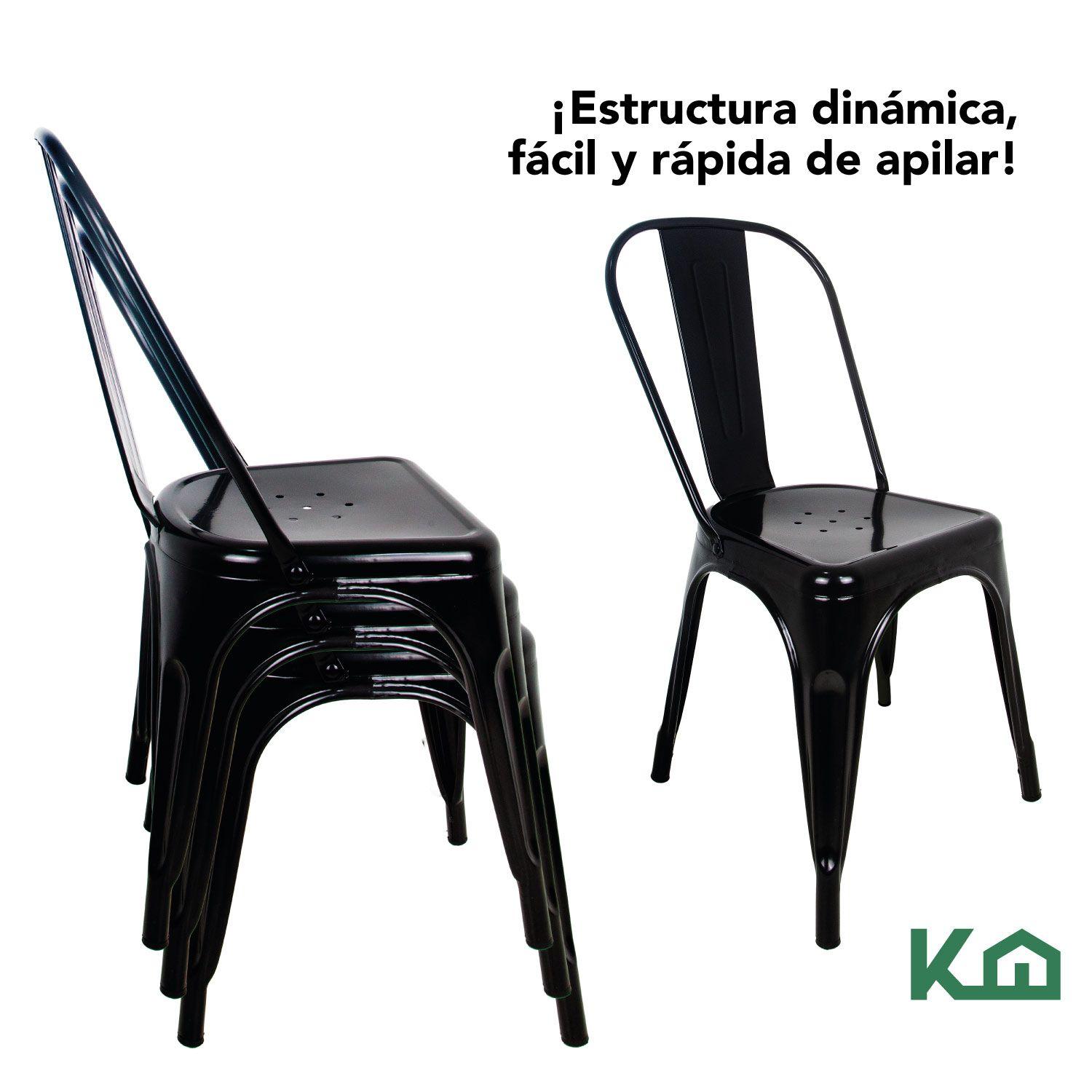 Pack 2 Sillas Tolix Metal Negras para Living Comedor-4