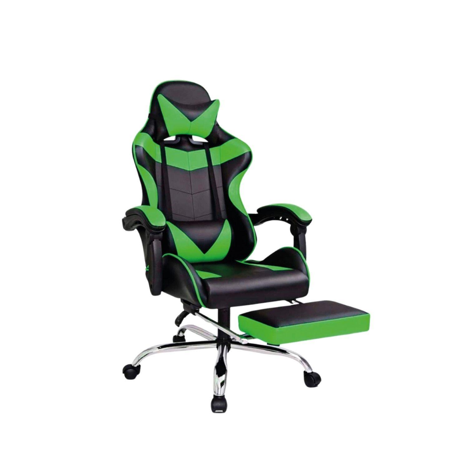 Silla Gamer Lumax Rom Con Apoyapies Verde-0