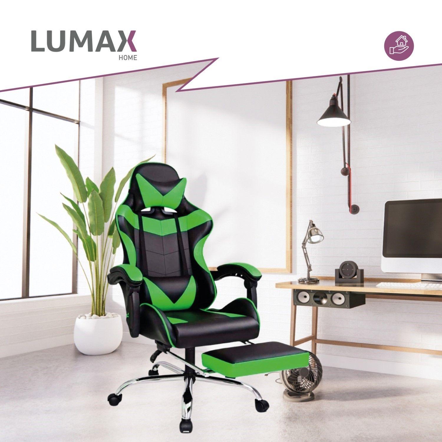 Silla Gamer Lumax Rom Con Apoyapies Verde-3